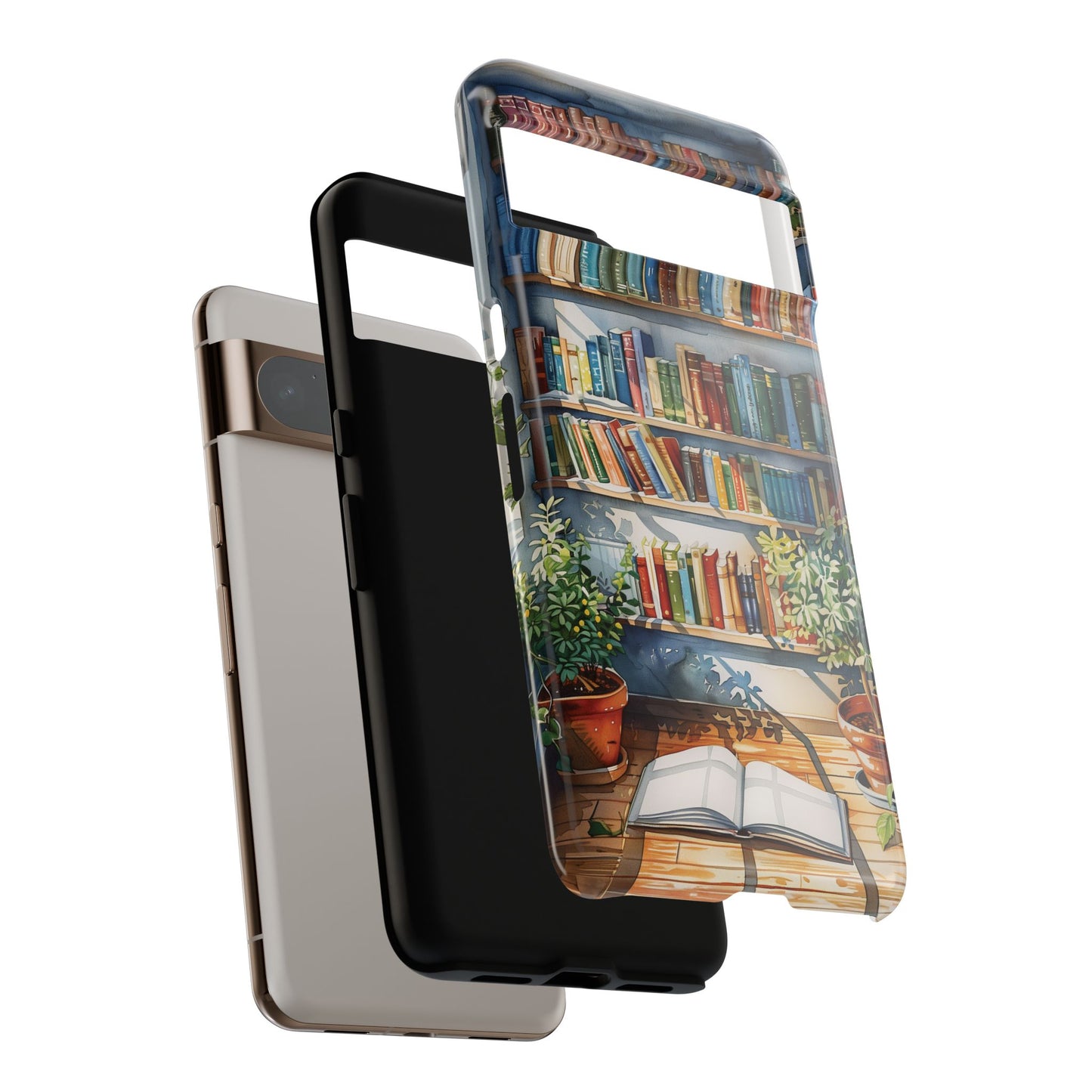 Artistic Watercolour Bookshelf Design Google Pixel Phone Case
