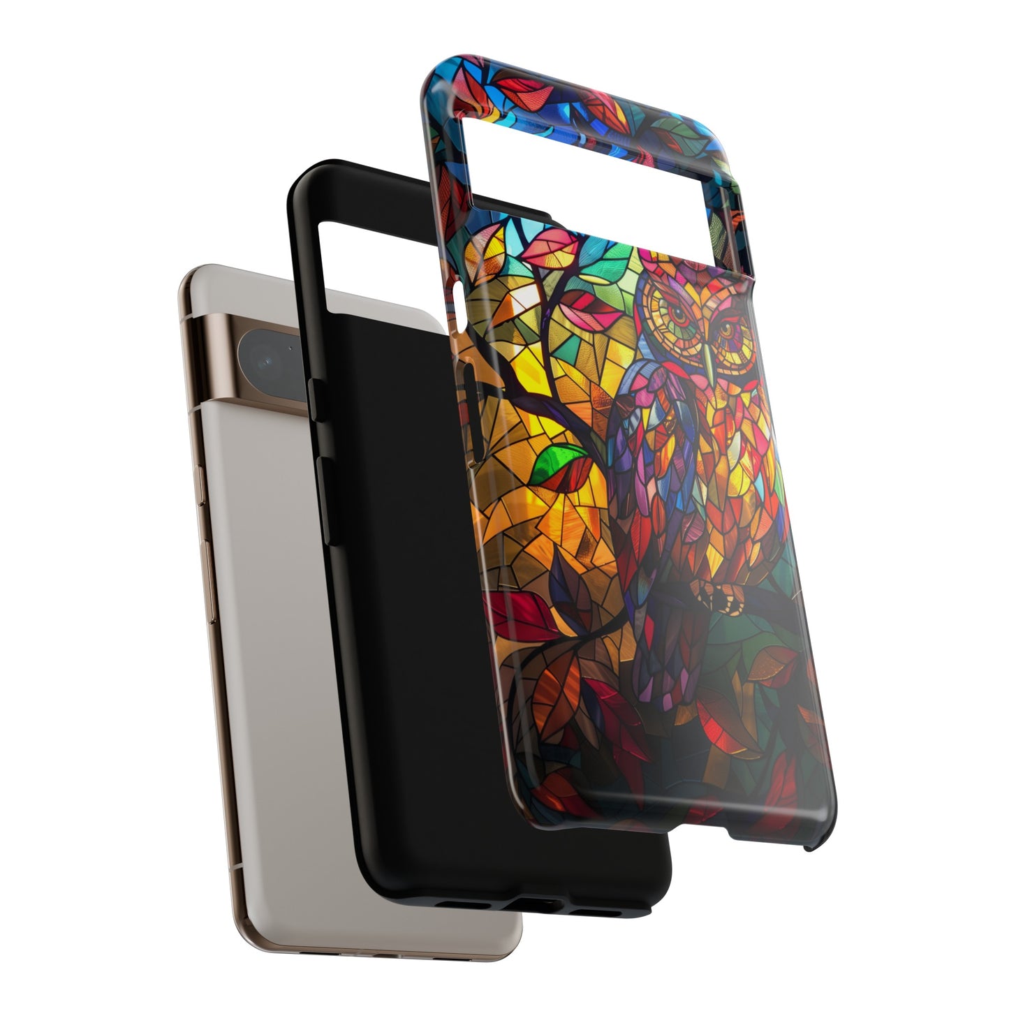 Colourful Owl Stained Glass Design Google Pixel Phone Case