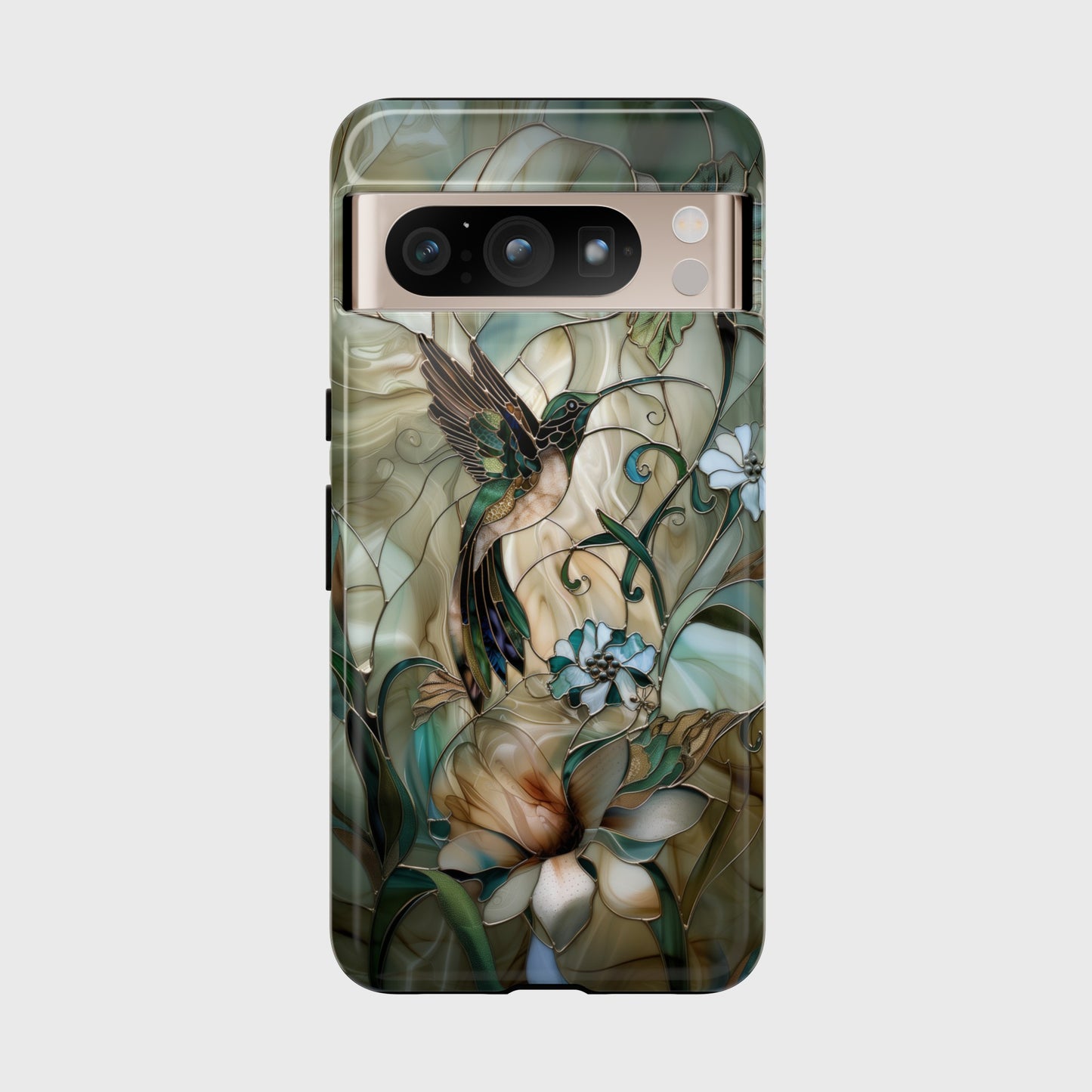 Hummingbird & Flower Stained Glass Design
