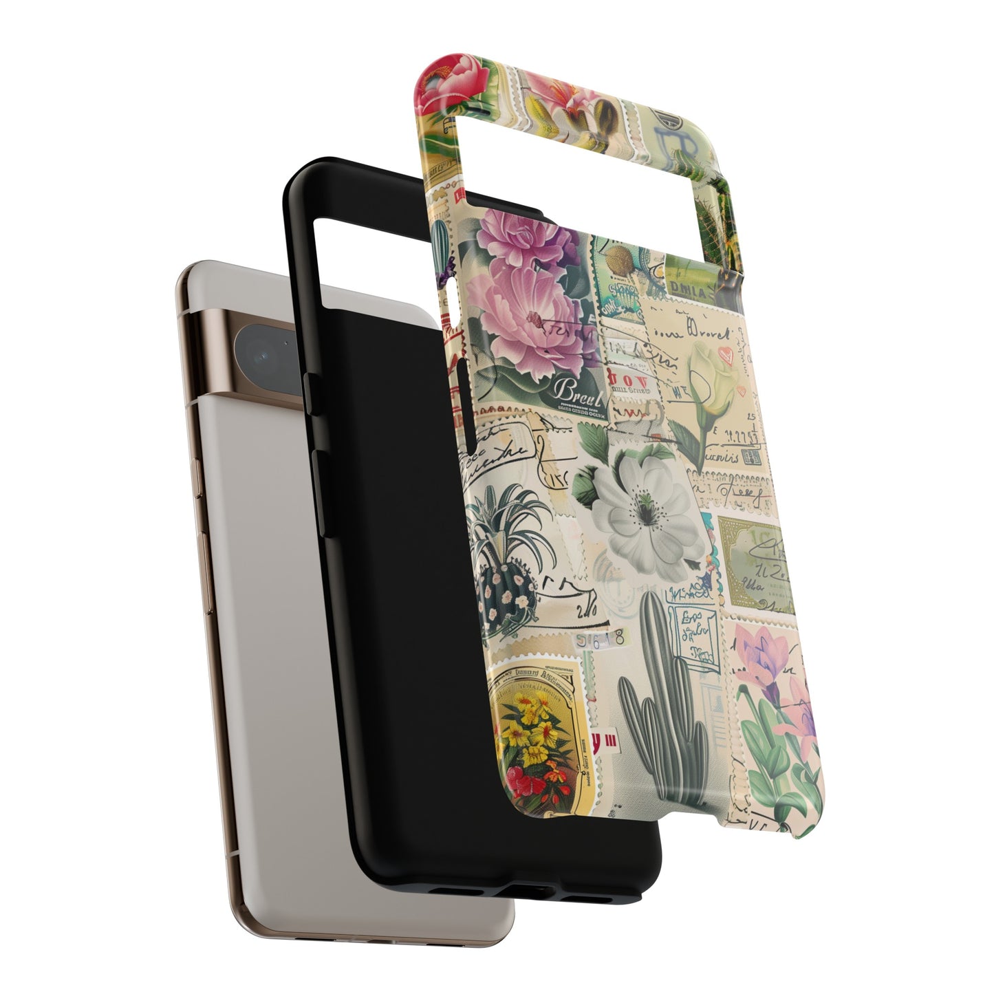 Vintage Botanical Floral Stamps Collage Design Google Pixel Phone Case