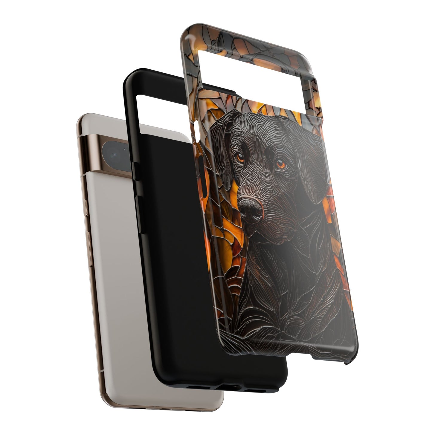 Black Labrador Stained Glass Design Google Pixel Phone Case