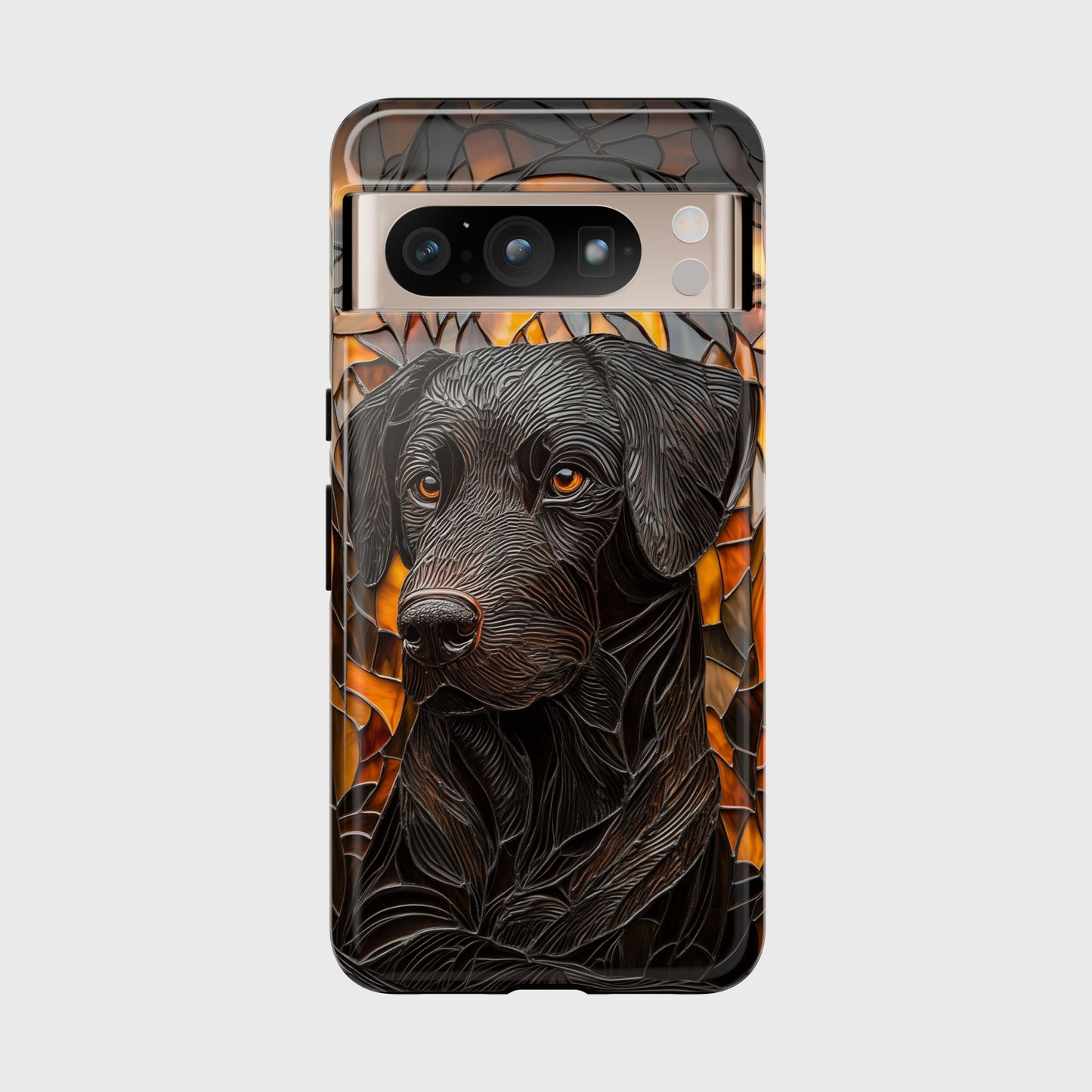 Black Labrador Stained Glass Design Google Pixel Phone Case