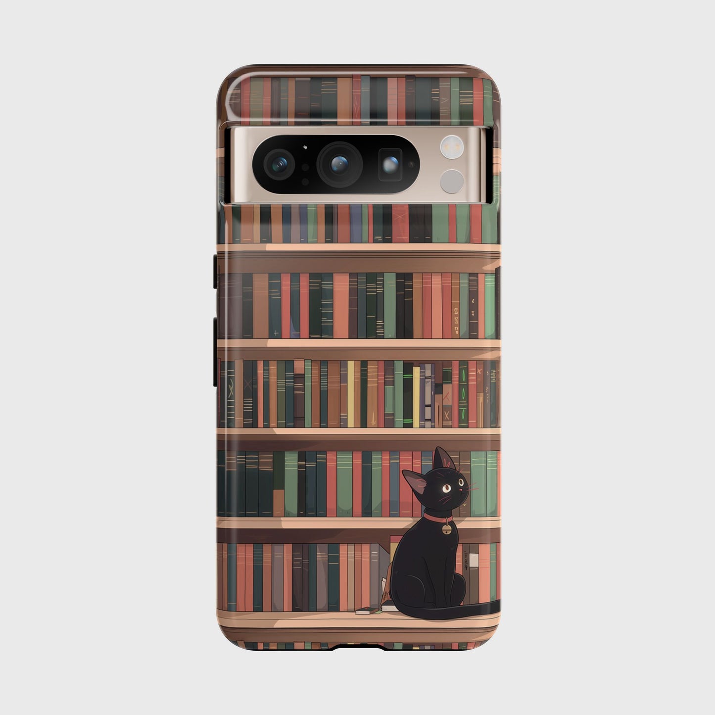 Kawaii Black Cat on Bookshelf Design Google Pixel Phone Case