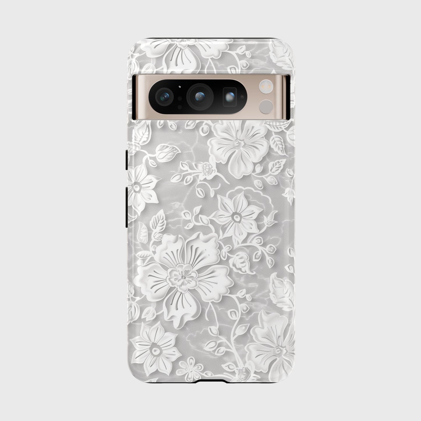 Elegant White Floral Lace Design Phone Case for Google Pixel