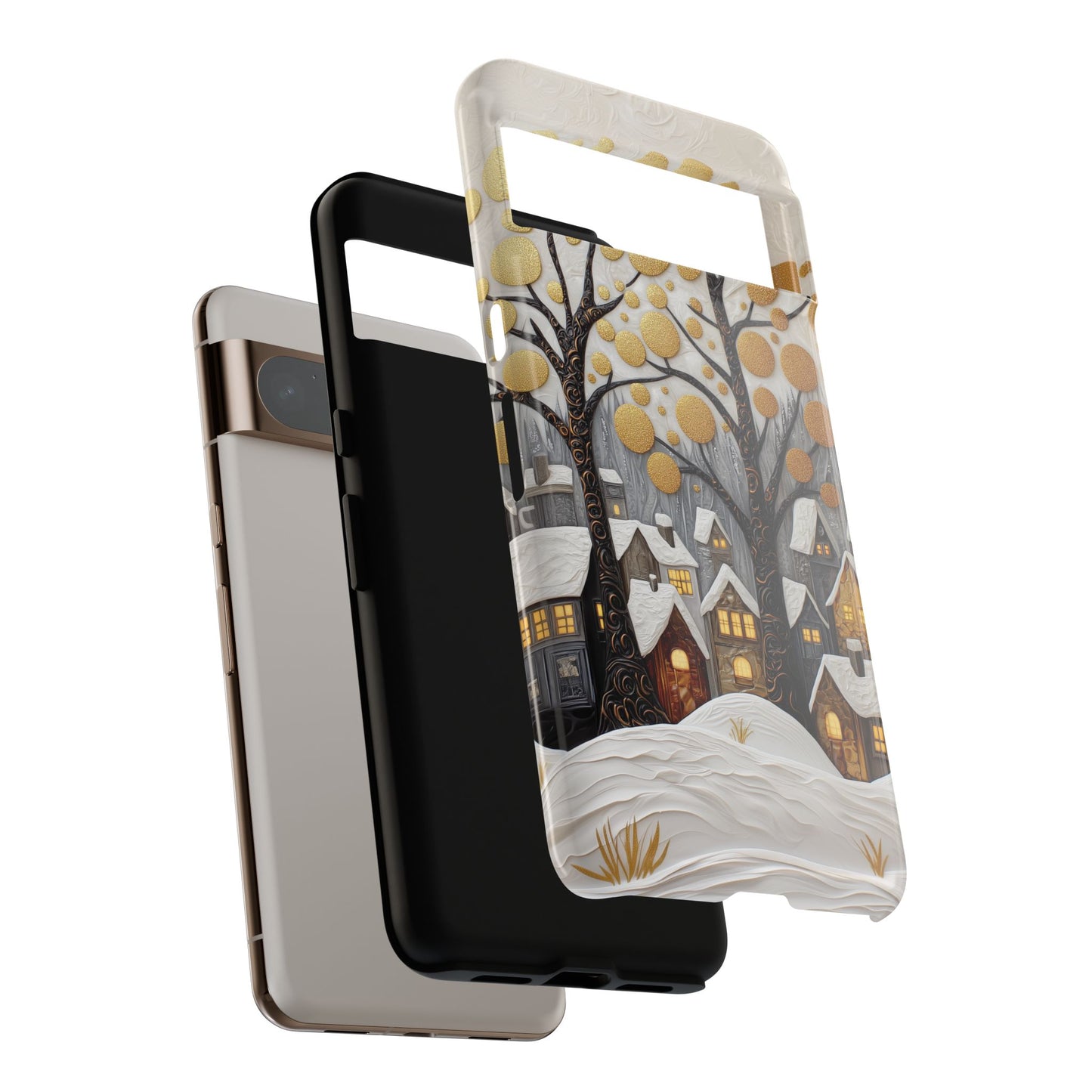 Whimsical Winter Village Design Google Pixel Phone Case