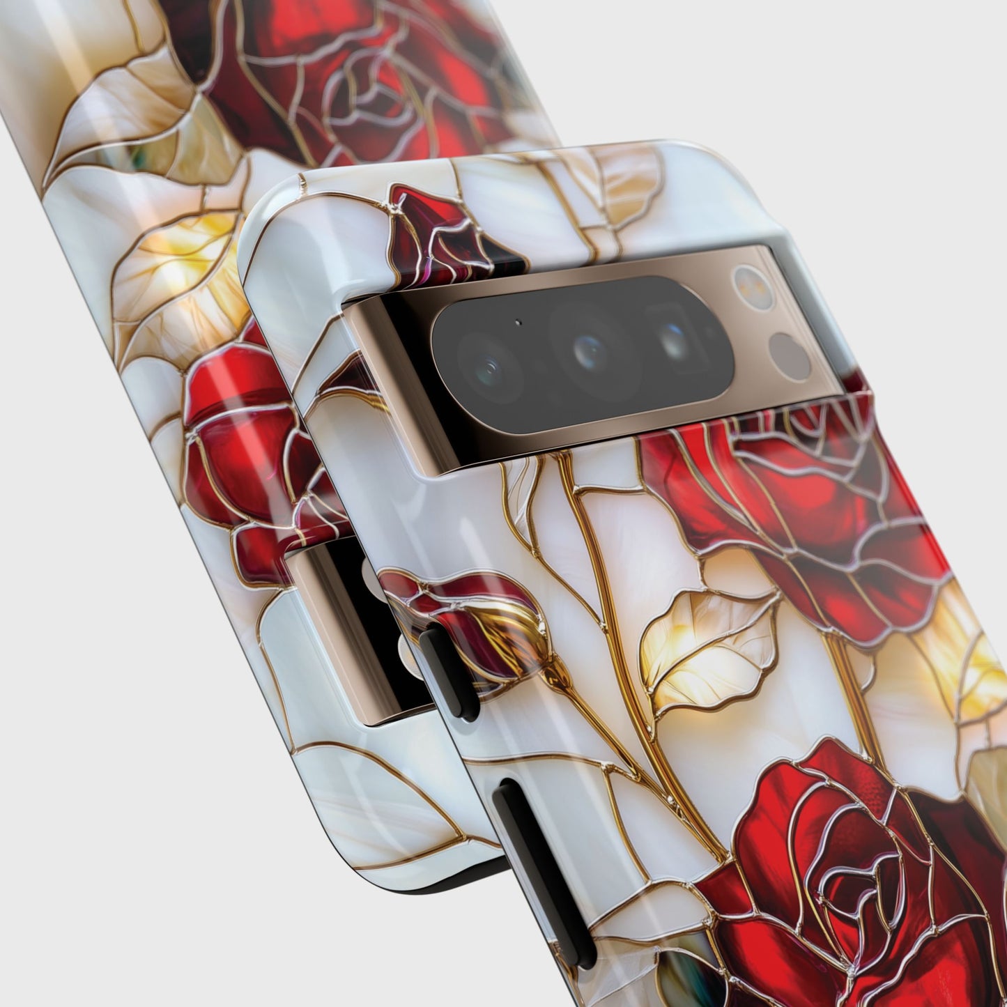 Luxury Red Rose Stained Glass Design Phone Case for Google Pixel