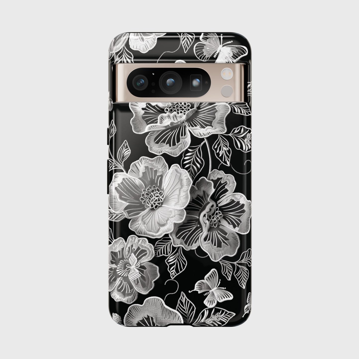 Elegant Vintage Black Lace Floral Design Phone Case for Google Pixel