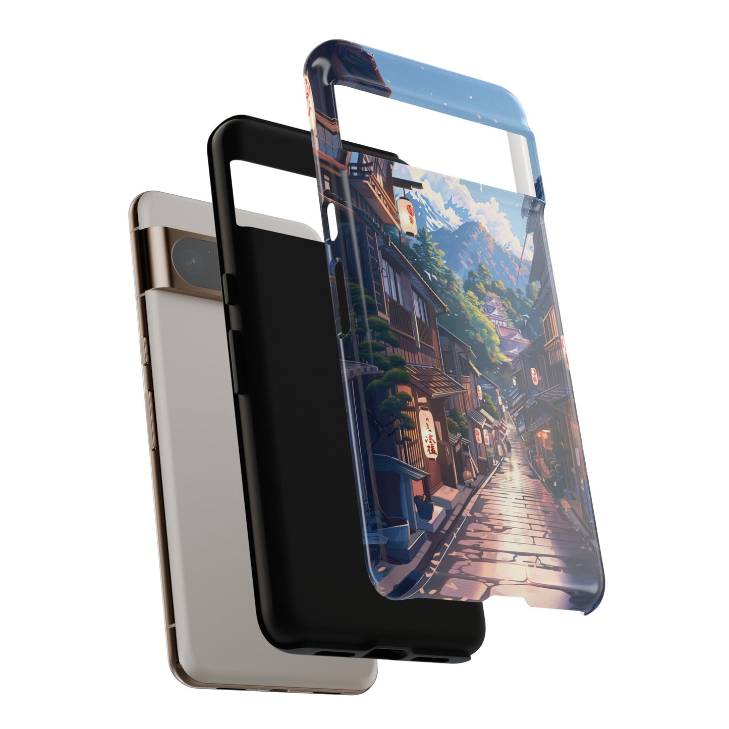 Anime Japanese Ancient Peaceful Village Design Phone Case for Google Pixel