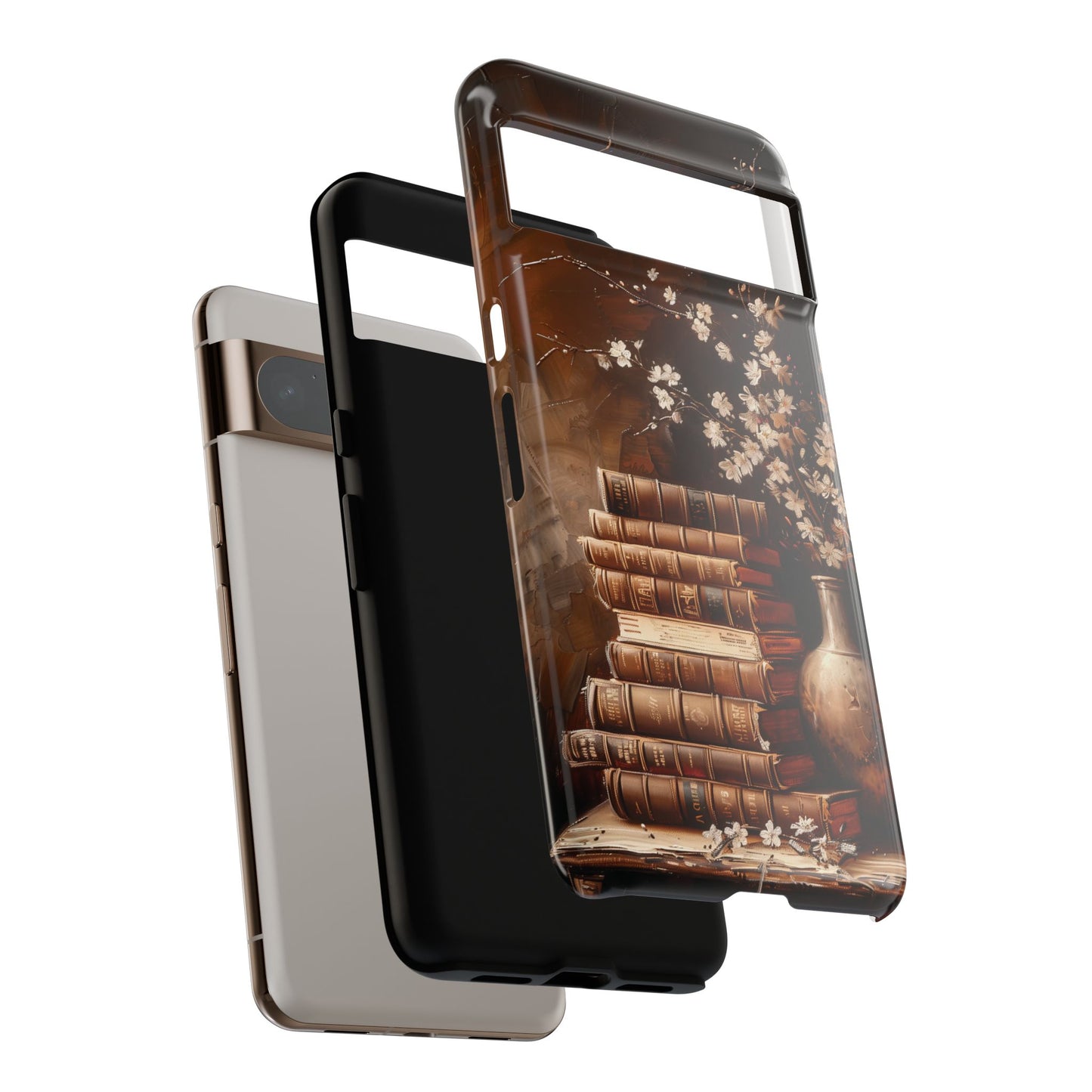 Vintage Books & Flowers Oil Painting Design Phone Case for Google Pixel
