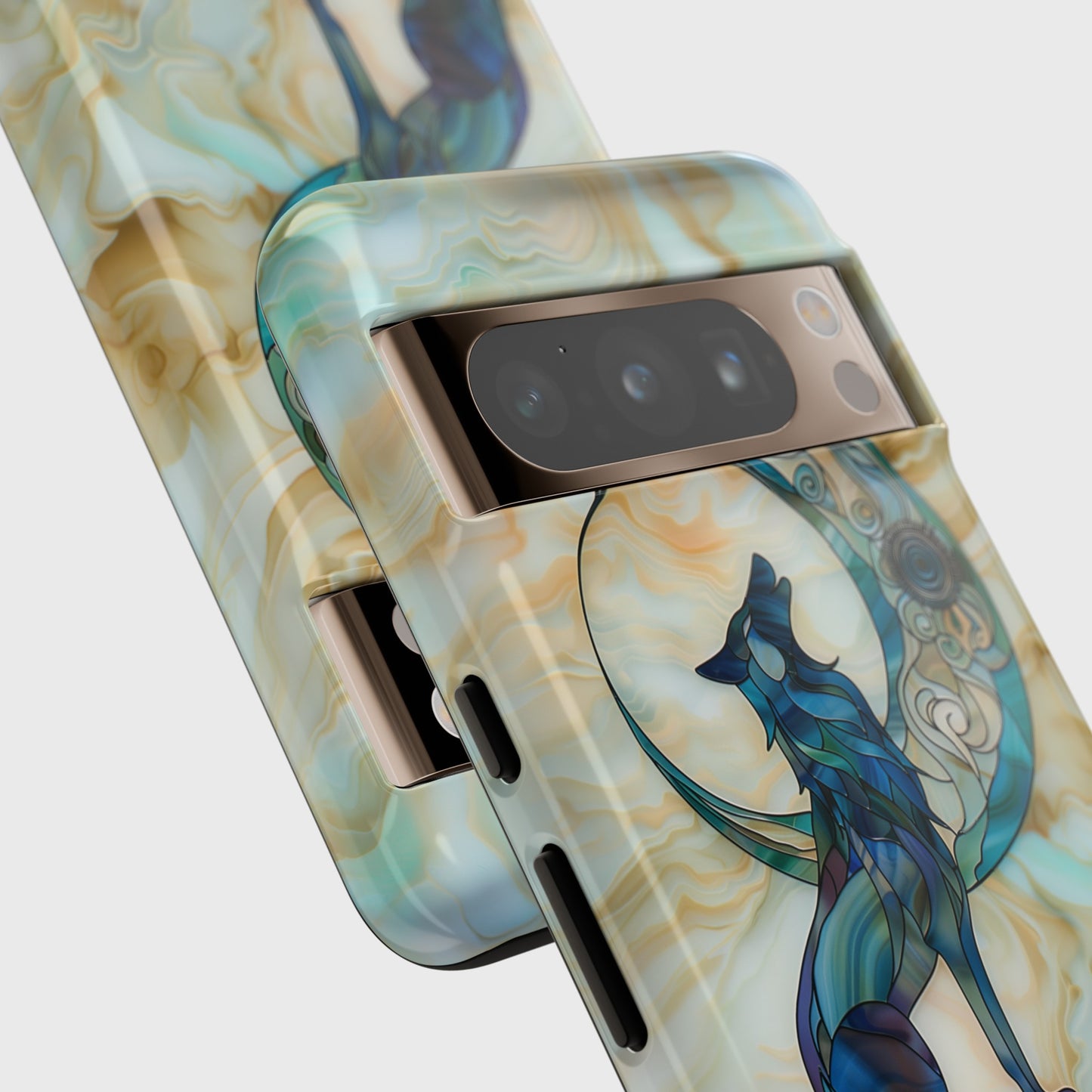 Howling Wolf Stained Glass Design Phone Case for Google Pixel