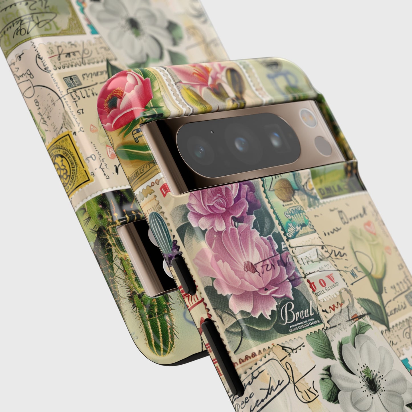 Vintage Botanical Floral Stamps Collage Design Google Pixel Phone Case