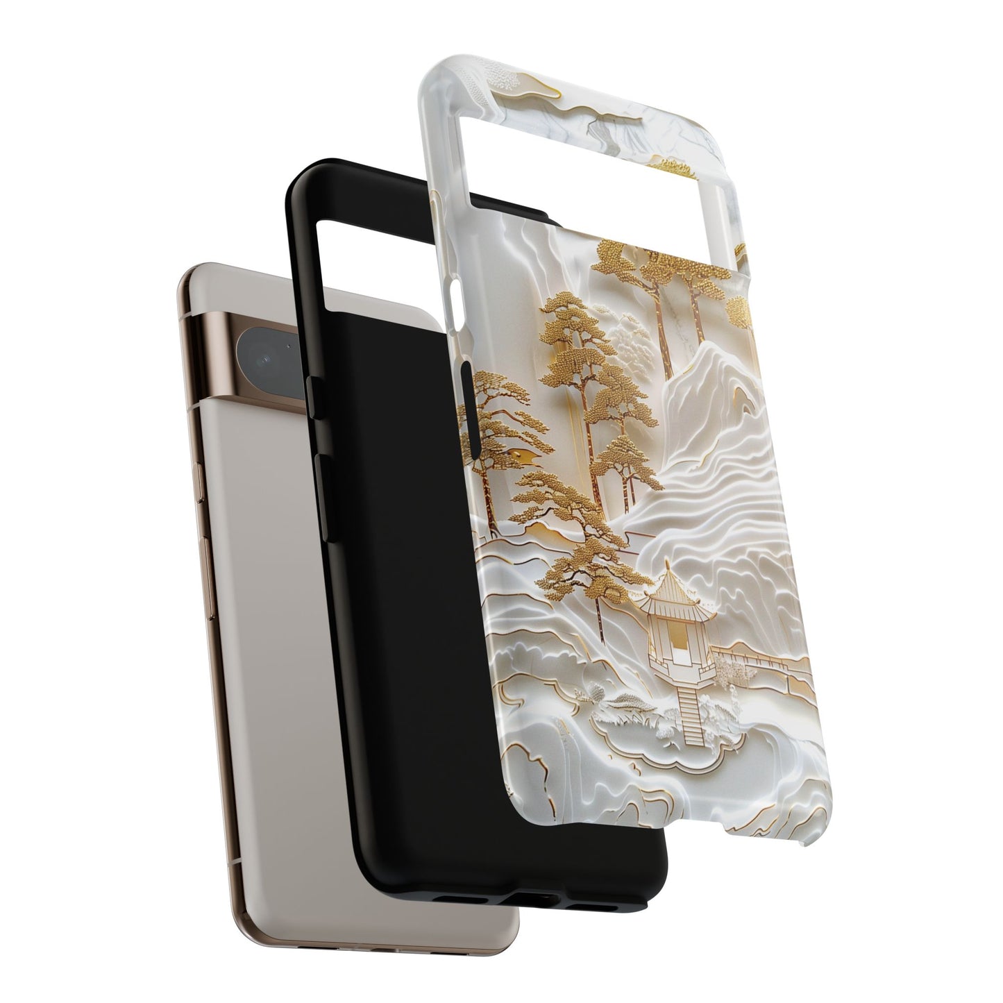 Golden 3D effect Chinese Landscape Art Design Phone Case for Google Pixel