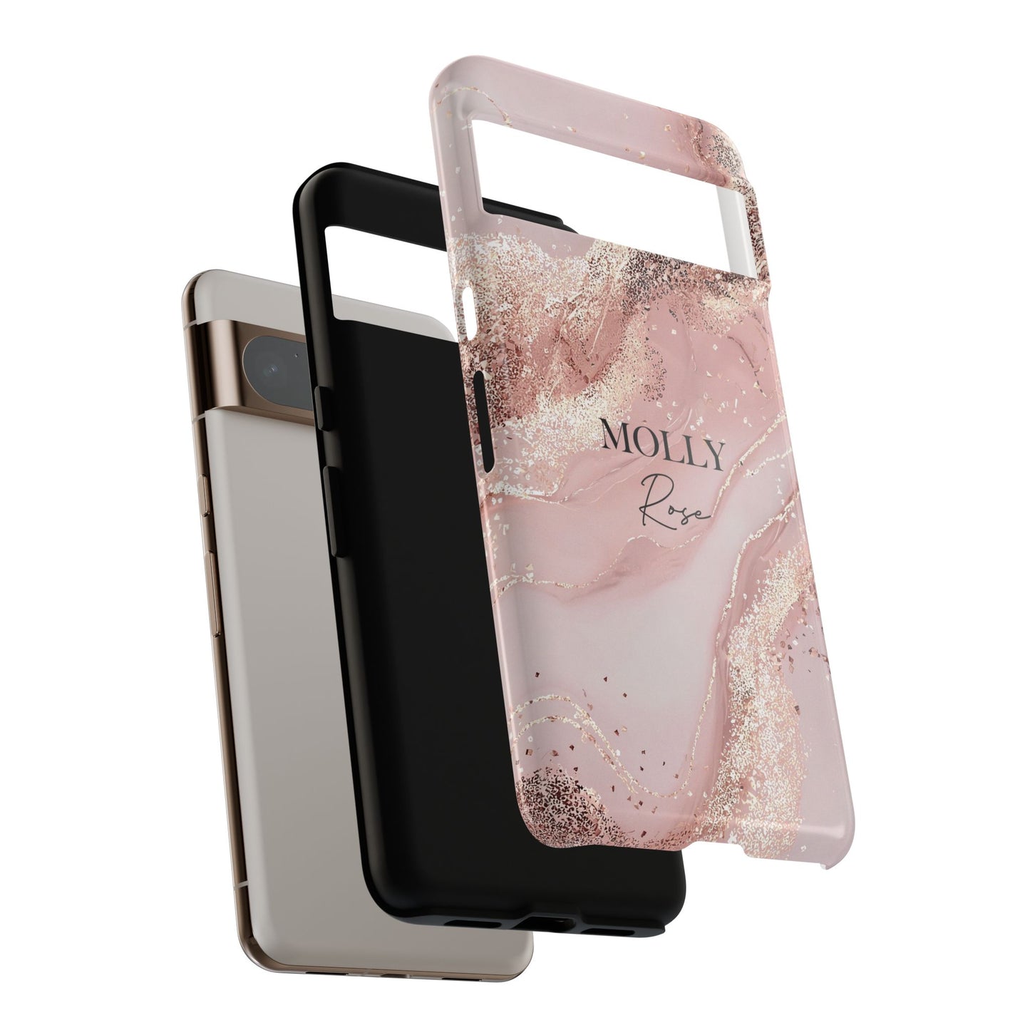 Personalised Luxury Pink Marble Design Phone Case for Google Pixel