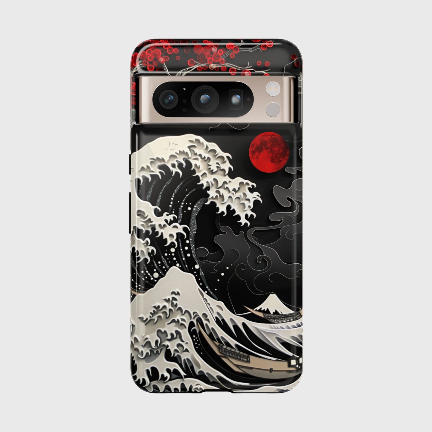 The Great Wave off Kanagawa Dark Theme Design Google Pixel Phone Case