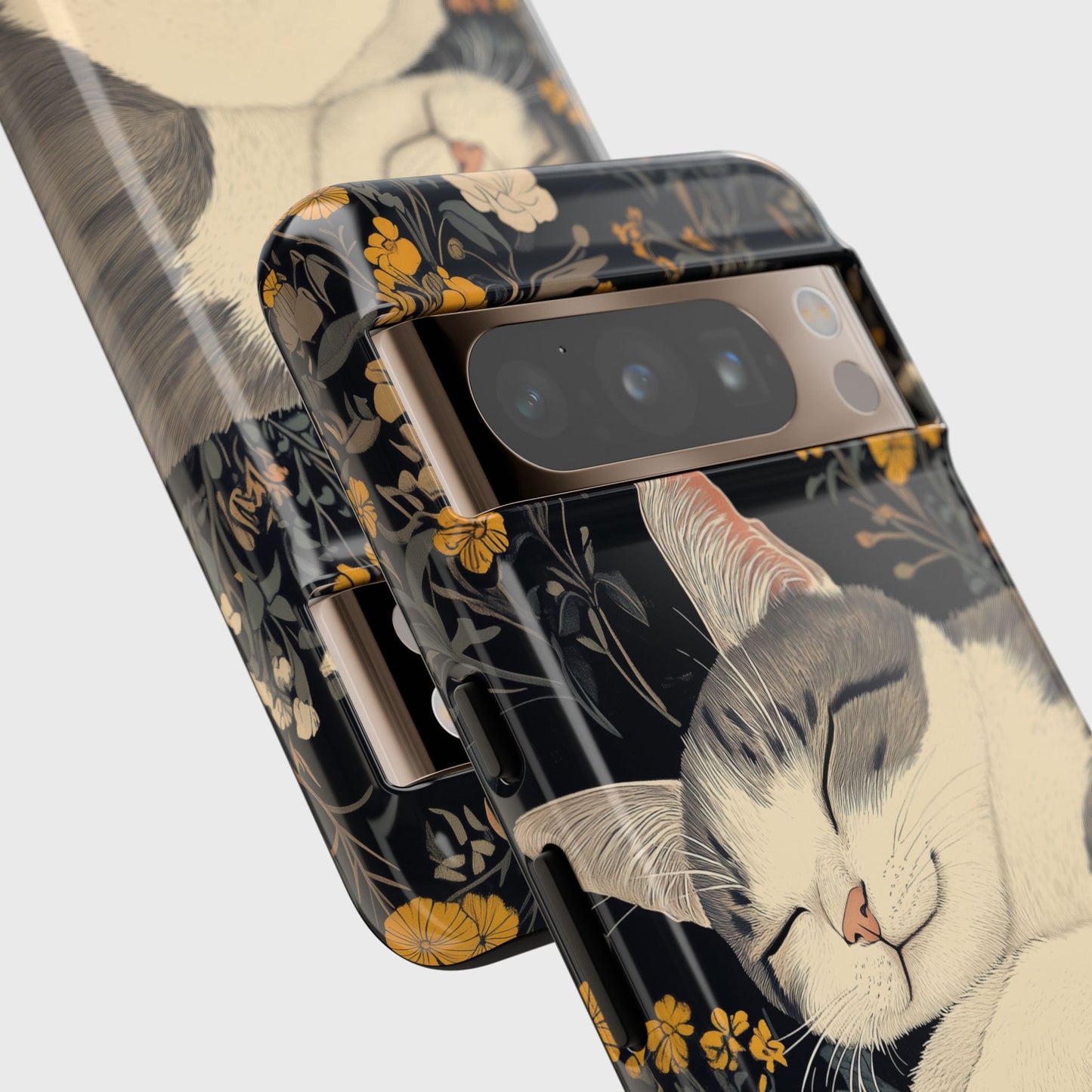 Cute Sleeping Cat Japanese Woodblock Print Style Design Phone Case for Google Pixel