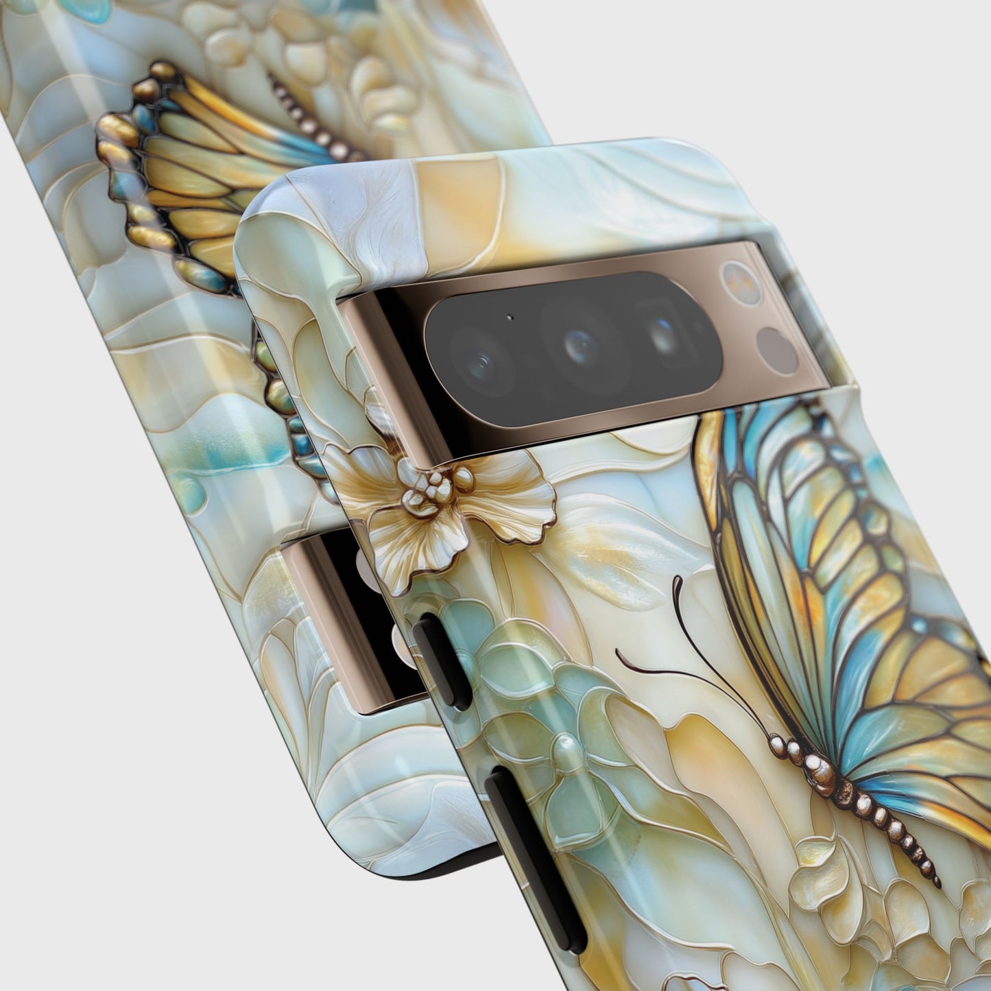 Elegant Butterfly & Flowers Stained Glass Design 1 Phone Case for Google Pixel
