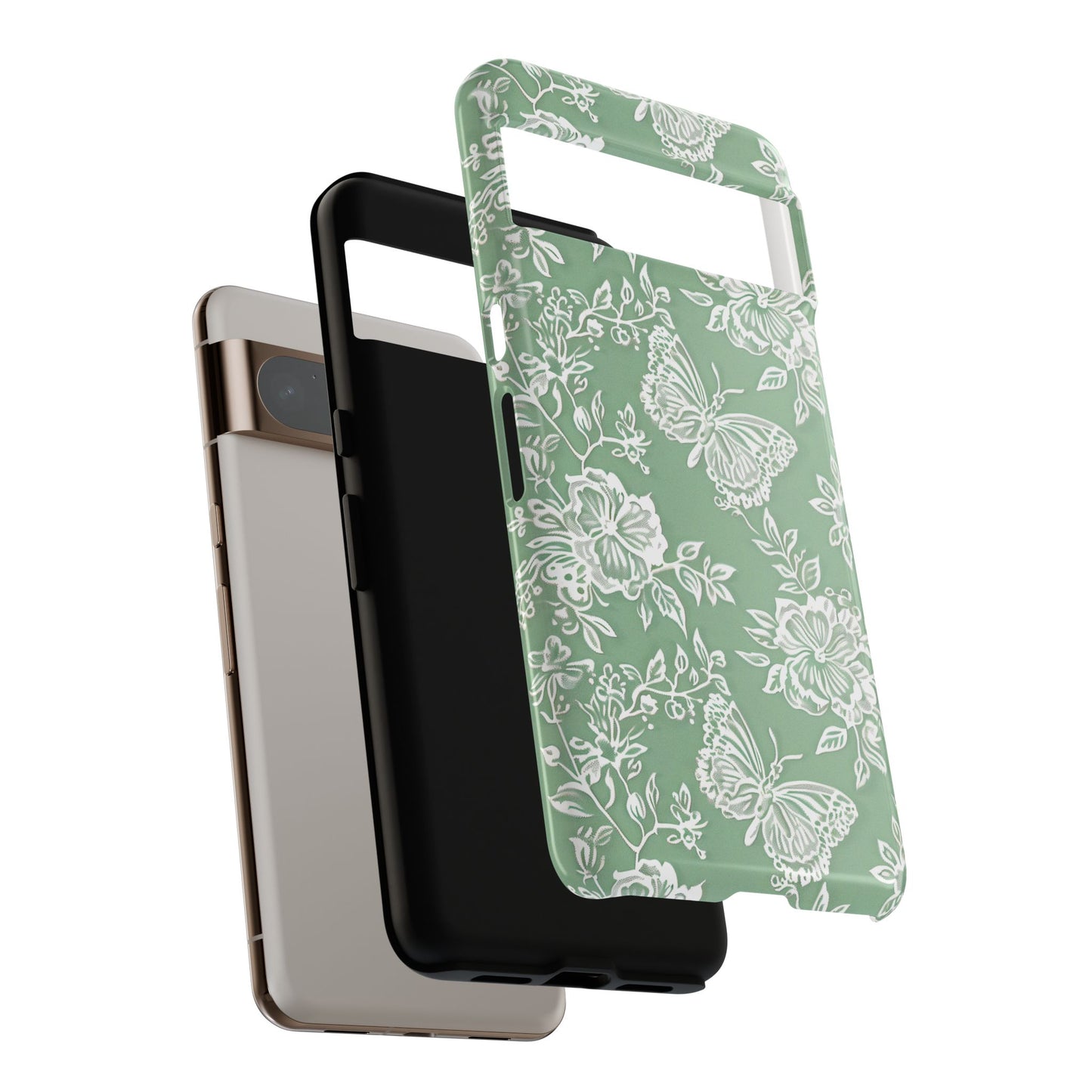 Retro Green Butterfly Lace Design Phone Case for Google Pixel