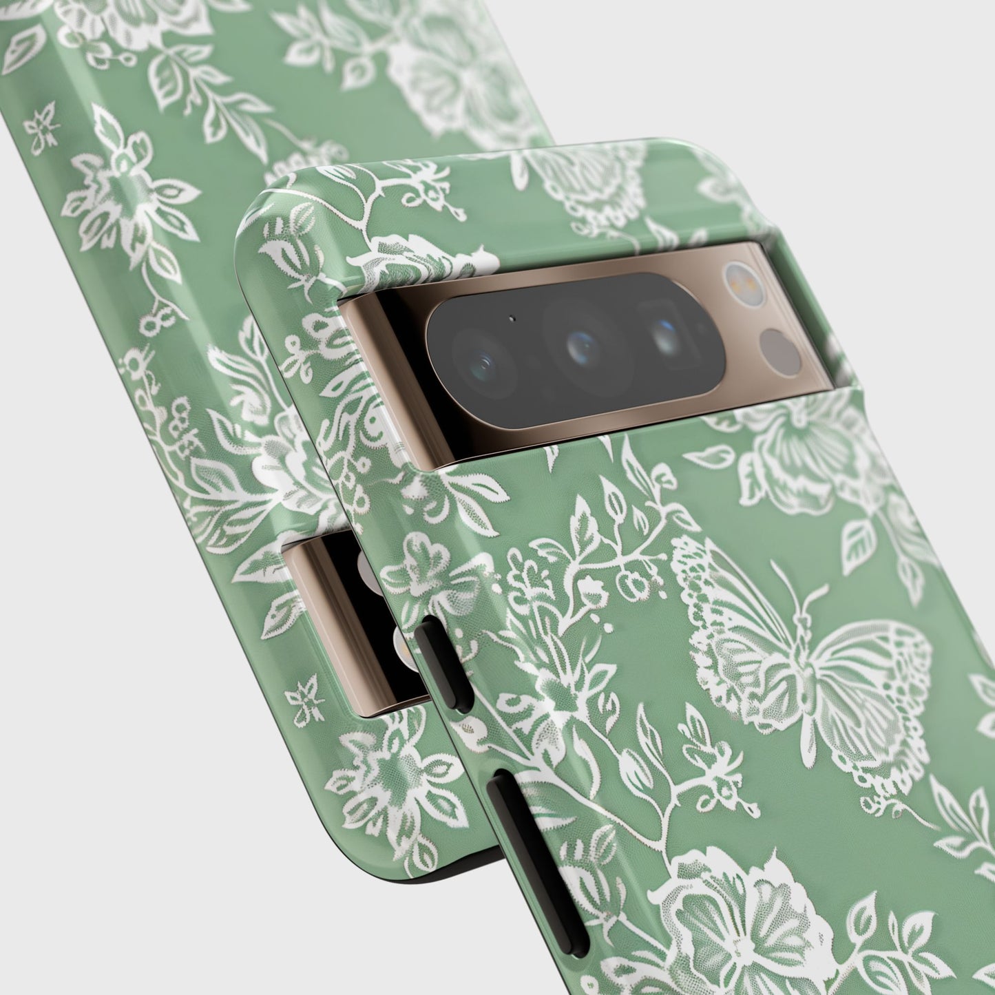 Retro Green Butterfly Lace Design Phone Case for Google Pixel