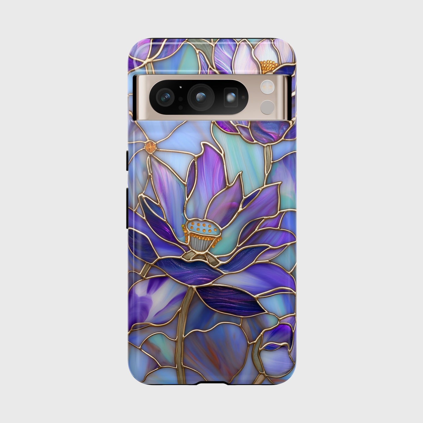 Purple Lotus Stained Glass Design Google Pixel Phone Case