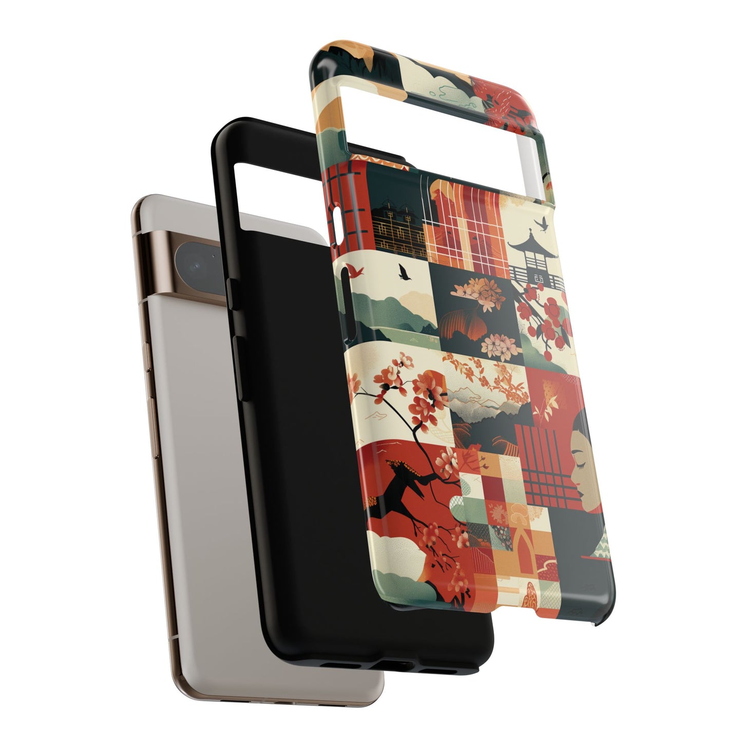 Modern Japanese Illustration Collage Design Phone Case for Google Pixel