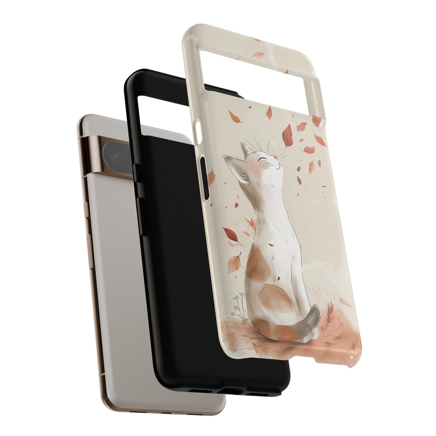 Happy Autumn Cat Hand Drawing Design Google Pixel Phone Case