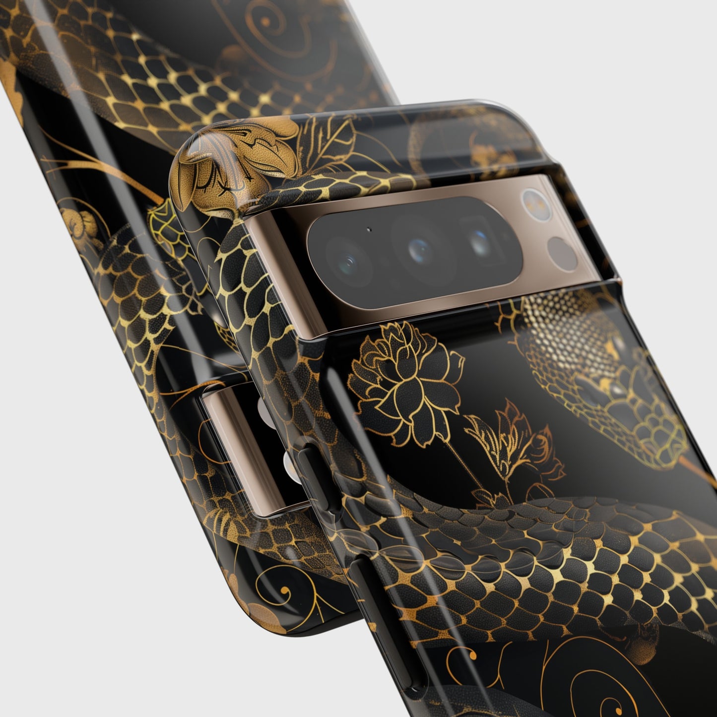 Luxury Black Snake Print Design Google Pixel Phone Case