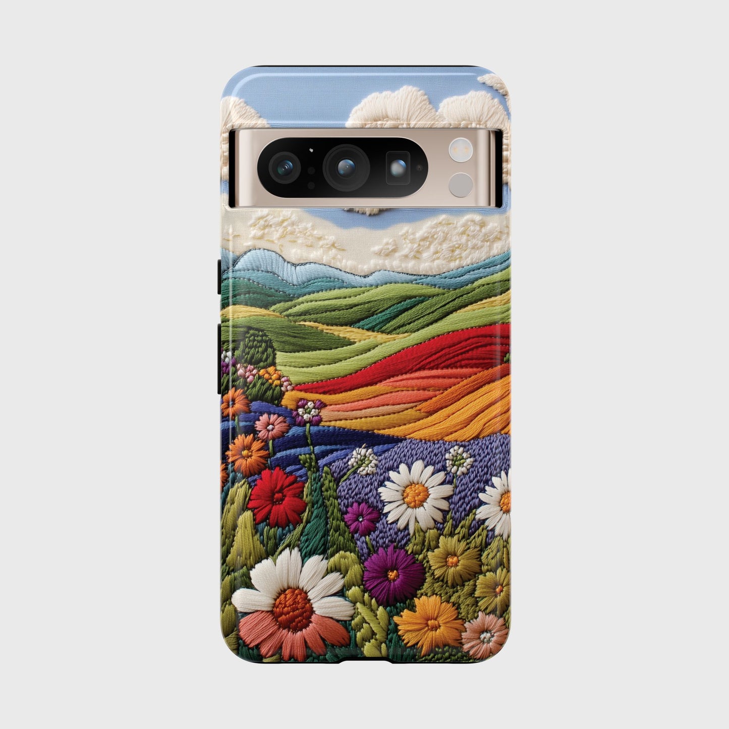 Flower Blooming Hills Embroidery Art Design Phone Case for Google Pixel