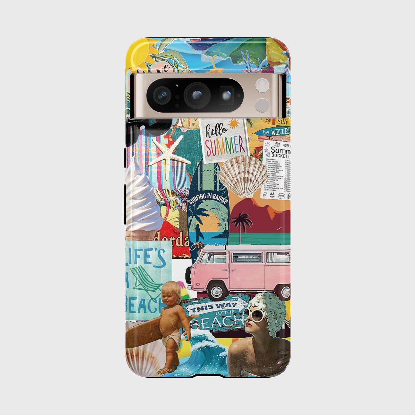 Vintage Summer Beach Collage Design Phone Case for Google Pixel