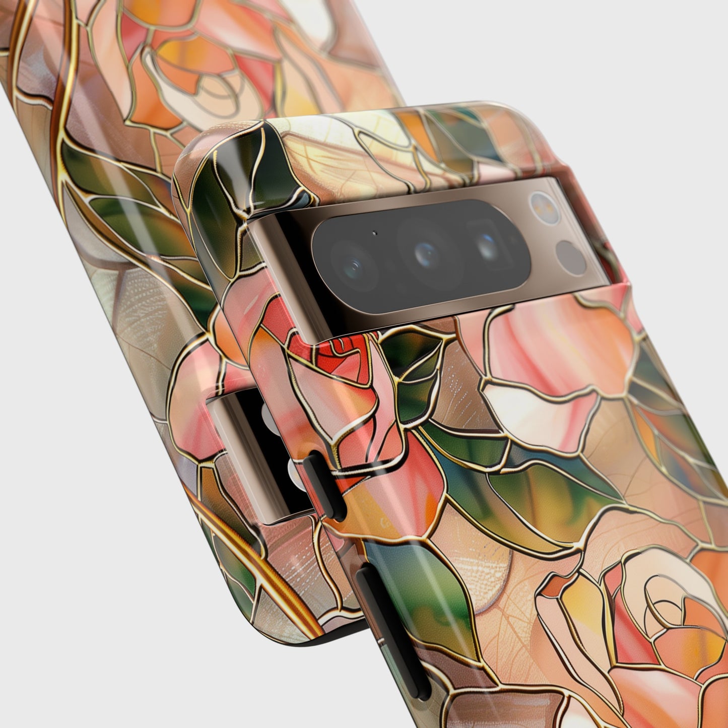Pink Rose Gold Stained Glass Design Google Pixel Phone Case