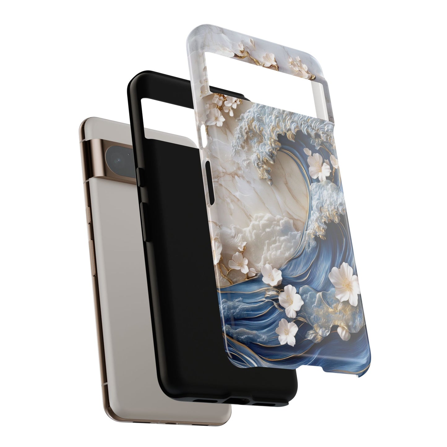 The Great Wave Floral Marble Theme Design 2 Phone Case for Google Pixel