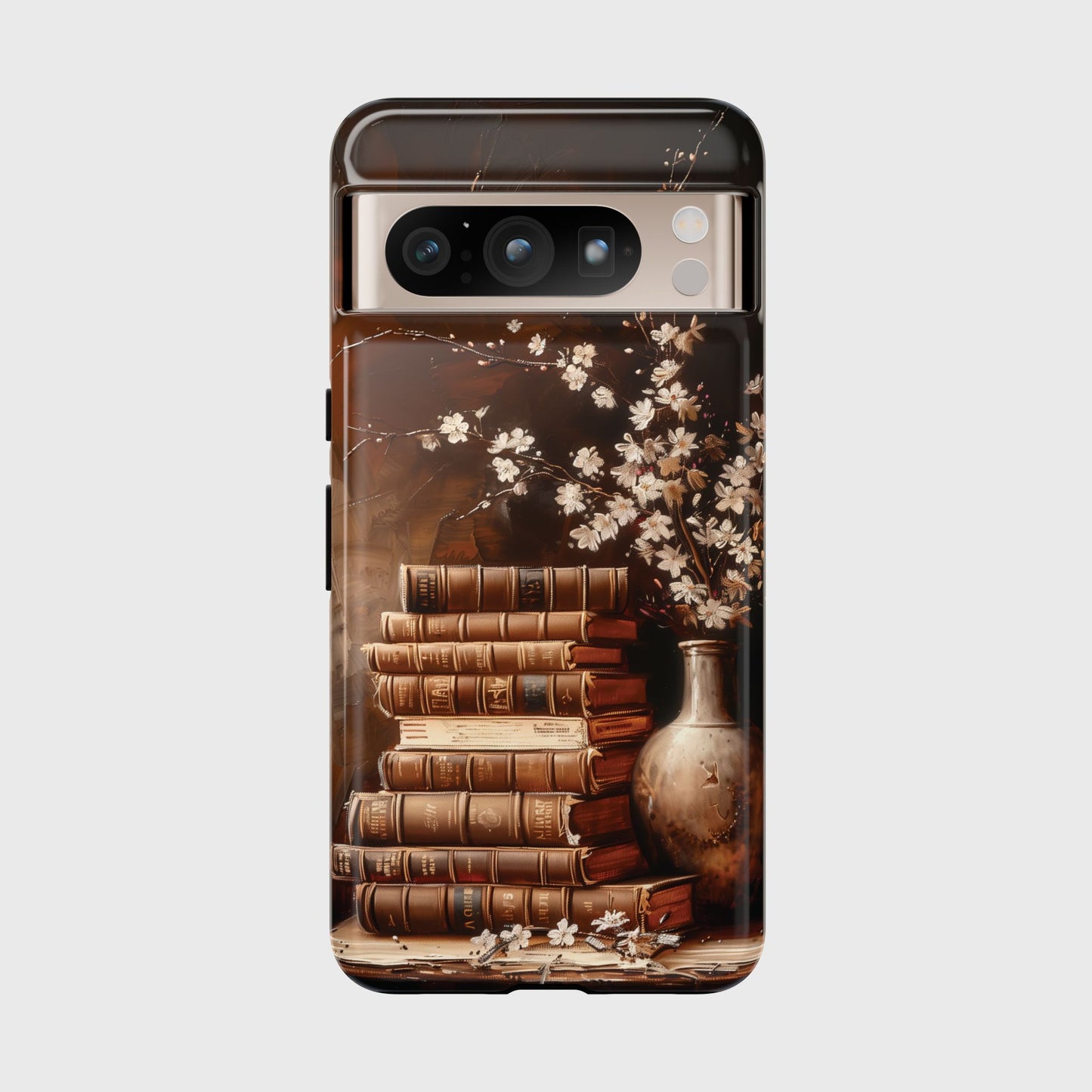 Vintage Books & Flowers Oil Painting Design Phone Case for Google Pixel