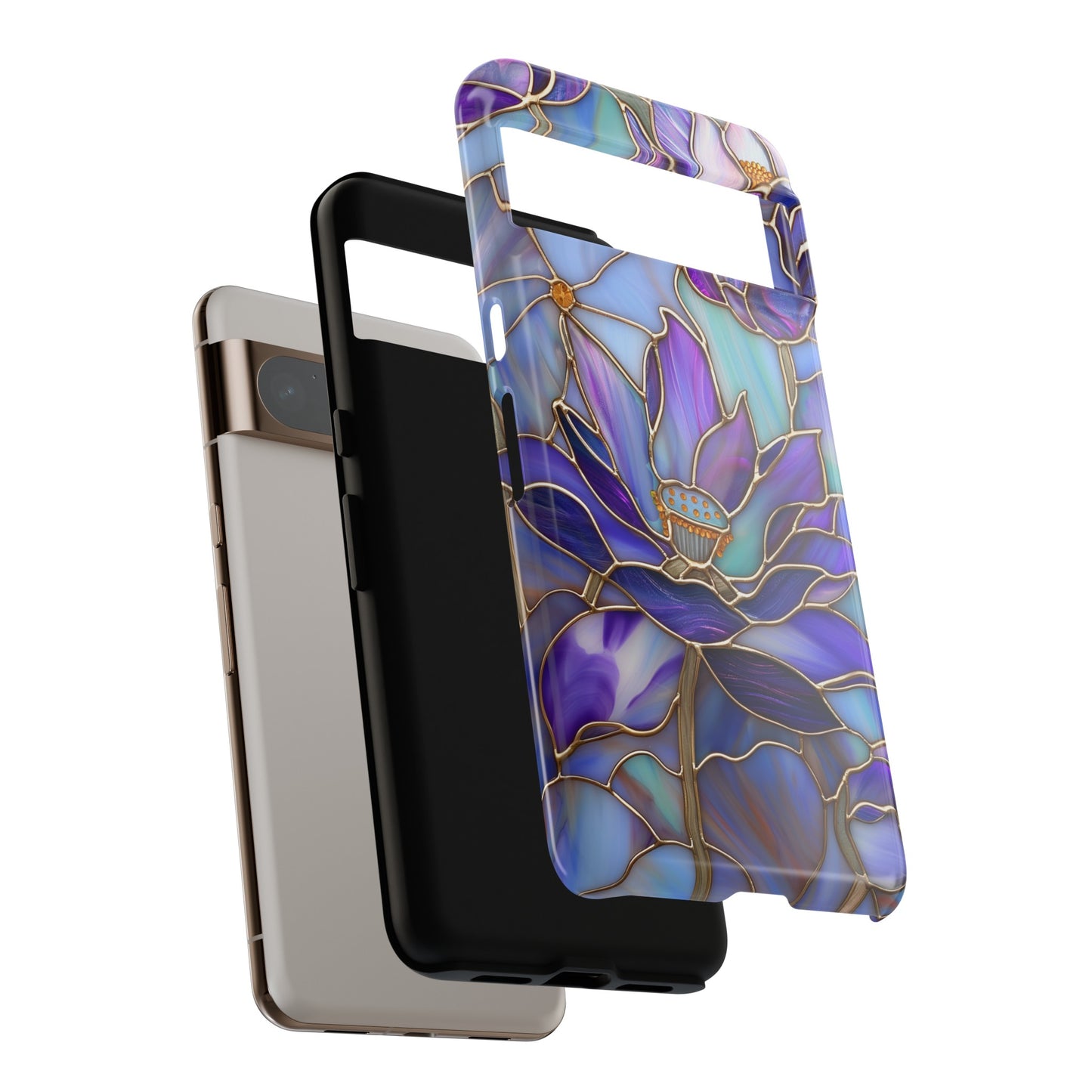 Purple Lotus Stained Glass Design Google Pixel Phone Case
