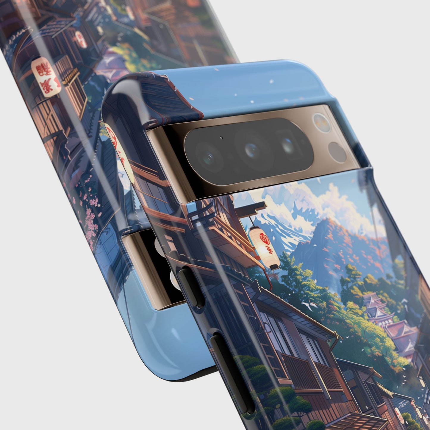 Anime Japanese Ancient Peaceful Village Design Phone Case for Google Pixel