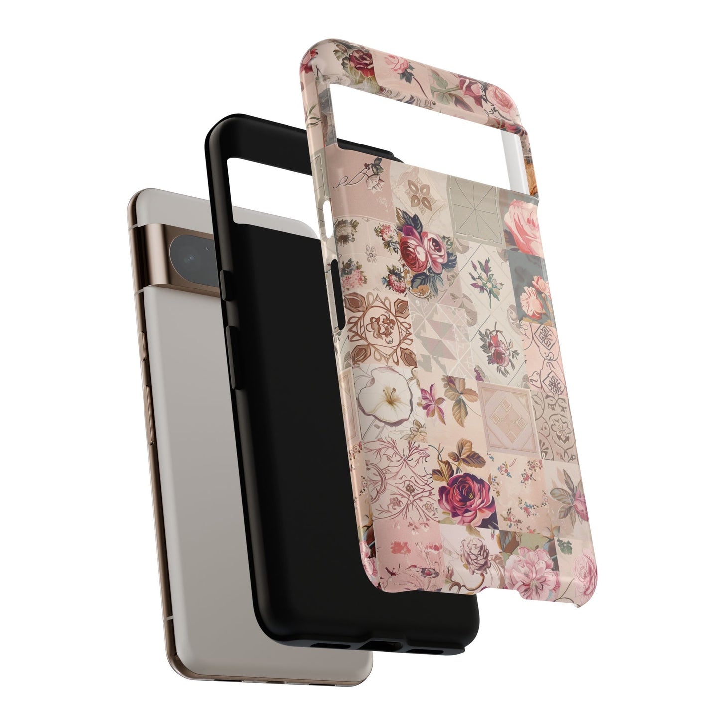 Pink Floral Quilt Patchwork Design Phone Case for Google Pixel