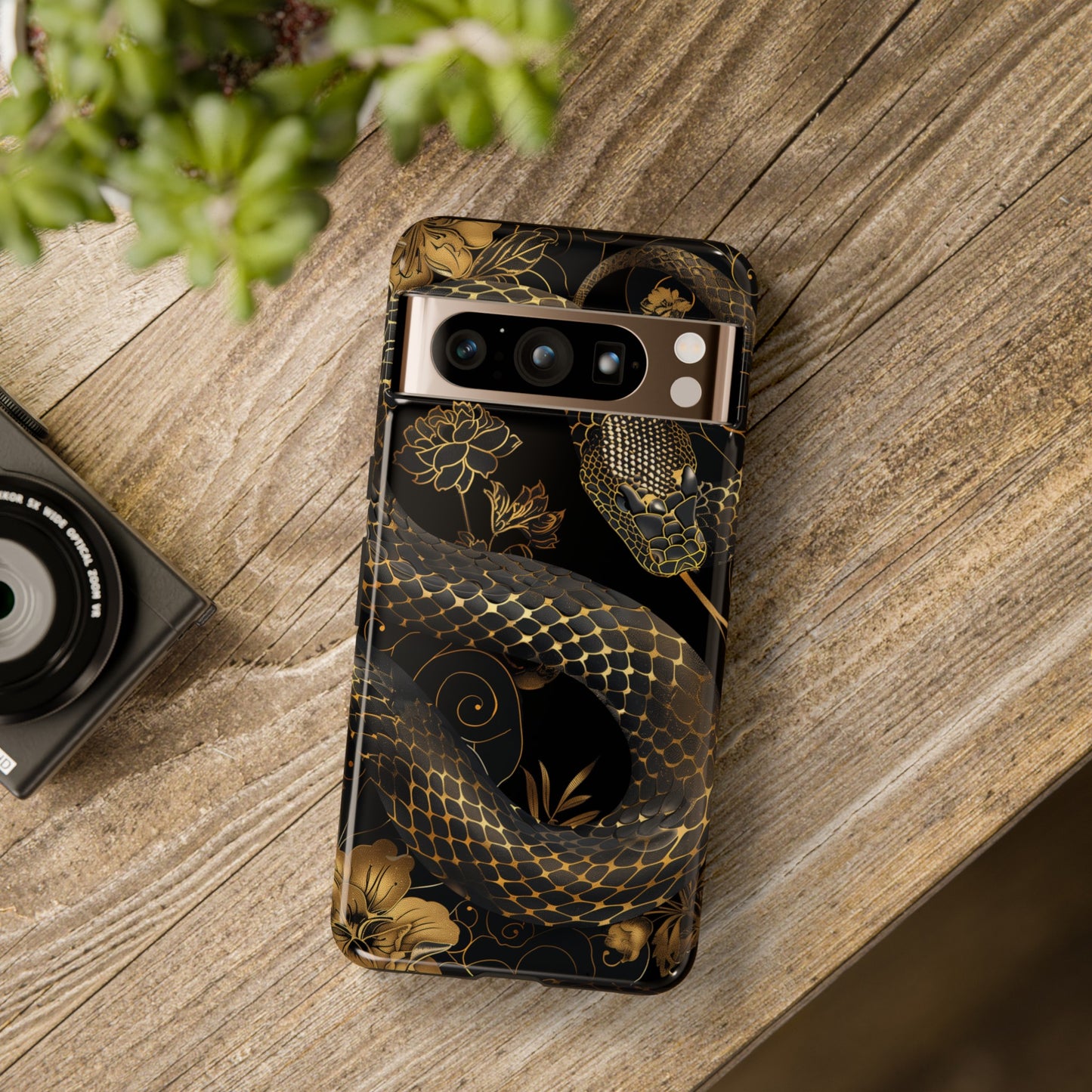 Luxury Black Snake Print Design Google Pixel Phone Case
