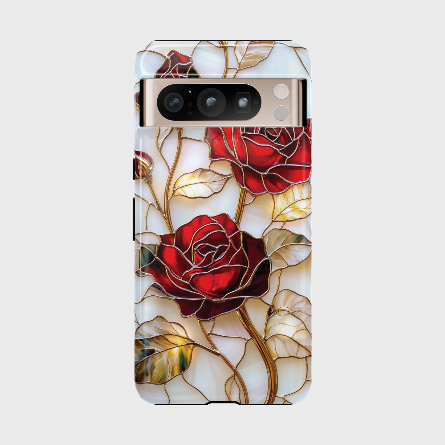 Luxury Red Rose Stained Glass Design Phone Case for Google Pixel