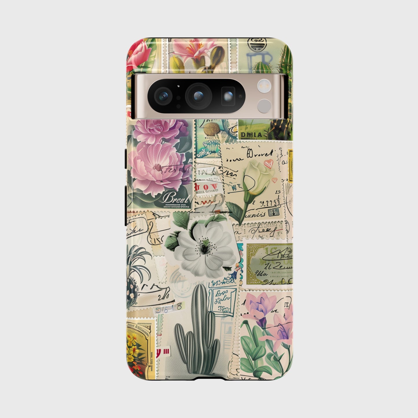 Vintage Botanical Floral Stamps Collage Design Google Pixel Phone Case