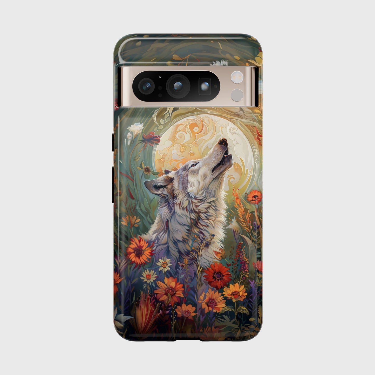 Ethereal Garden Howling Wolf Design Google Pixel Phone Case