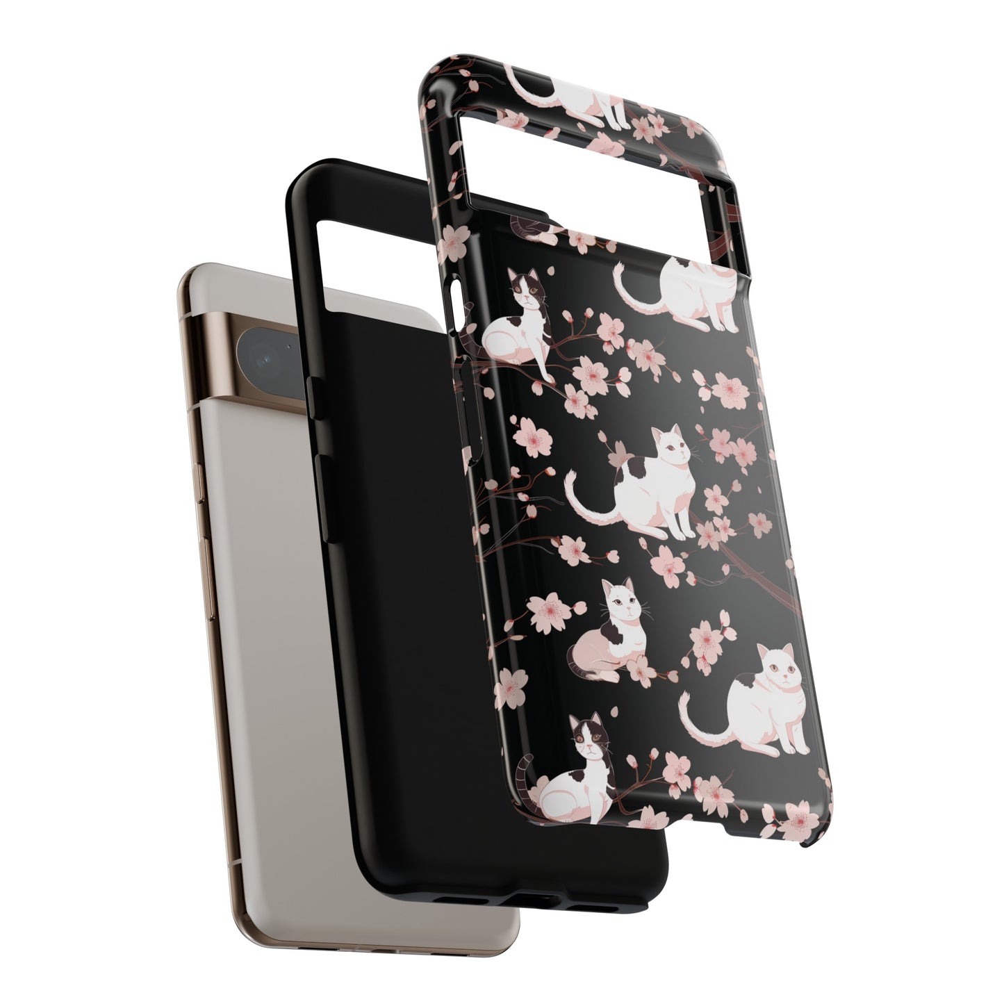 Cats & Cherry Blossom Pattern Design Google Pixel Phone Case