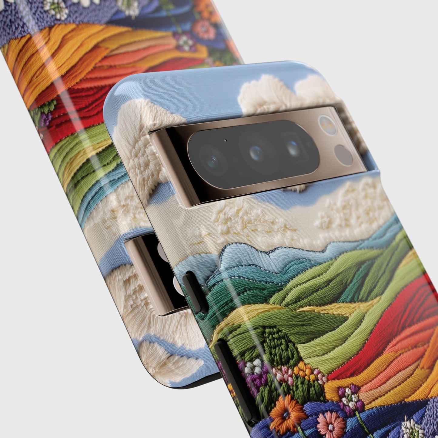 Flower Blooming Hills Embroidery Art Design Phone Case for Google Pixel