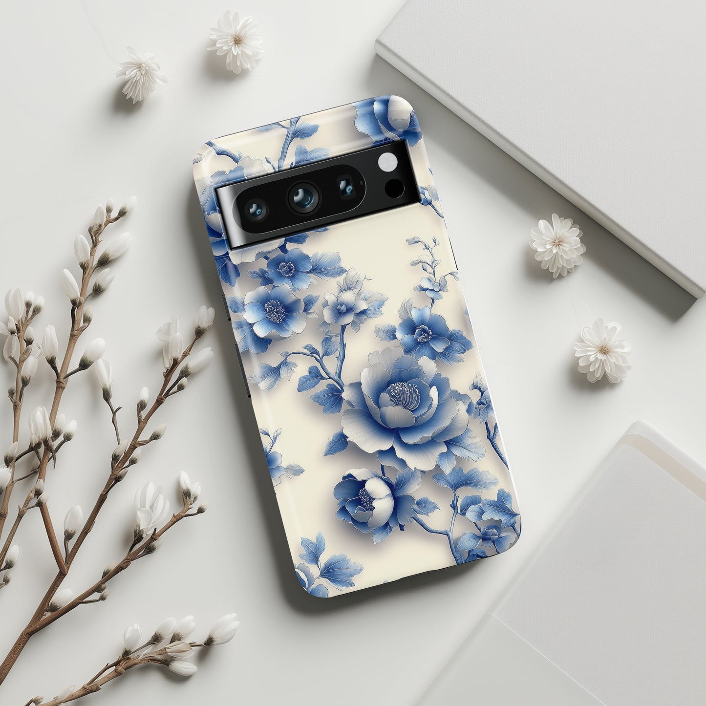 3D Chinoiserie Floral Design Google Pixel Phone Case