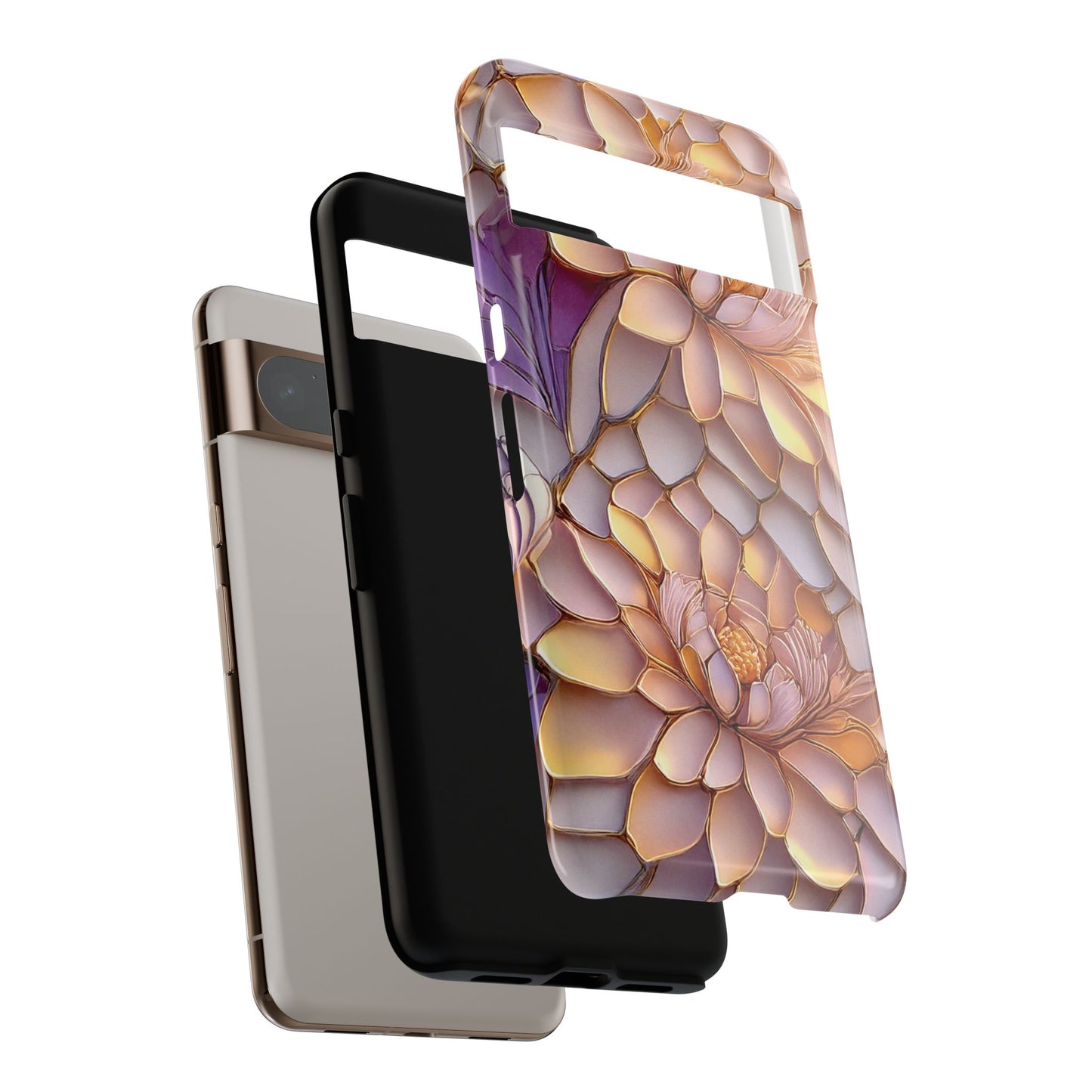 Enchanting Floral Stained Glass Design Phone Case for Google Pixel