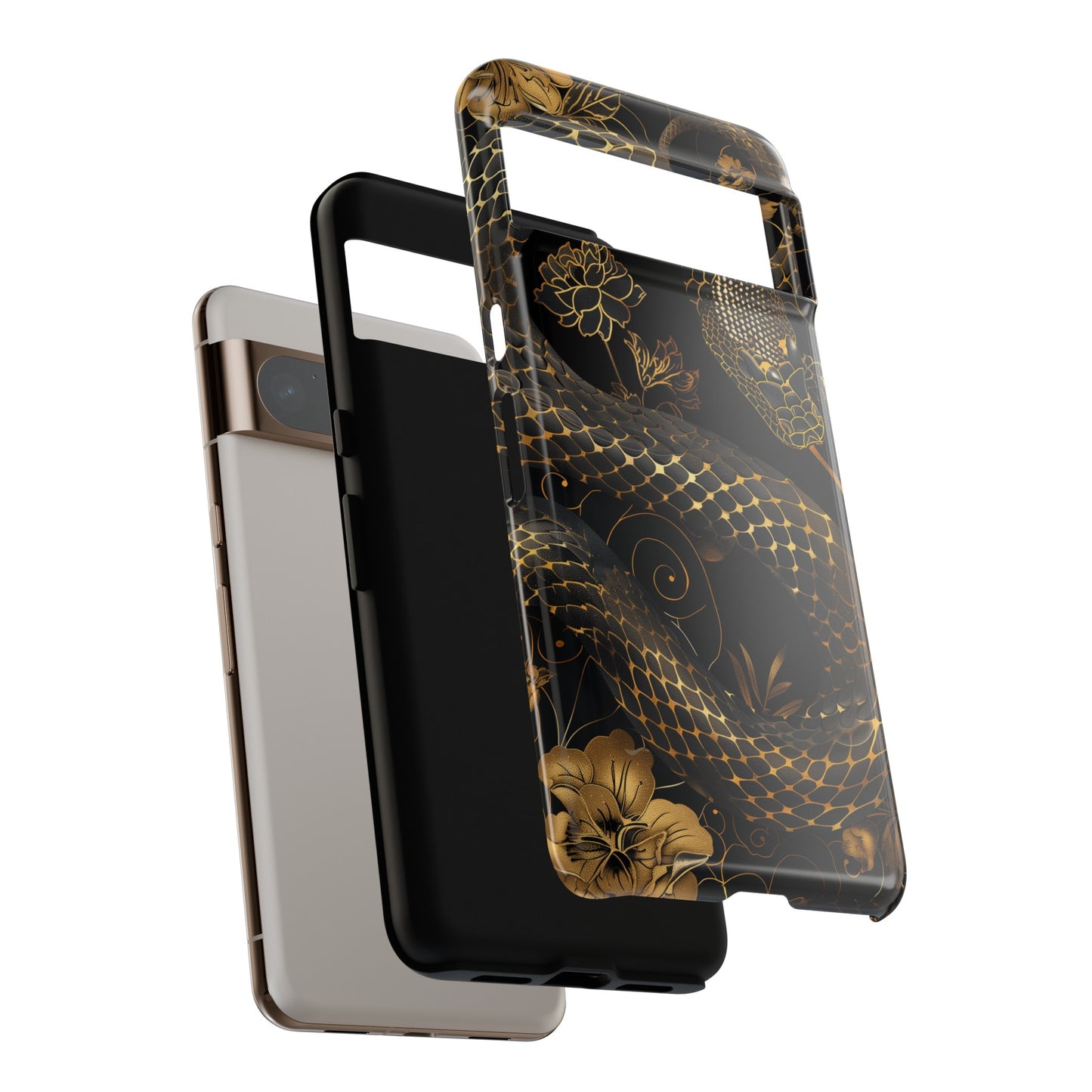 Luxury Black Snake Print Design Google Pixel Phone Case