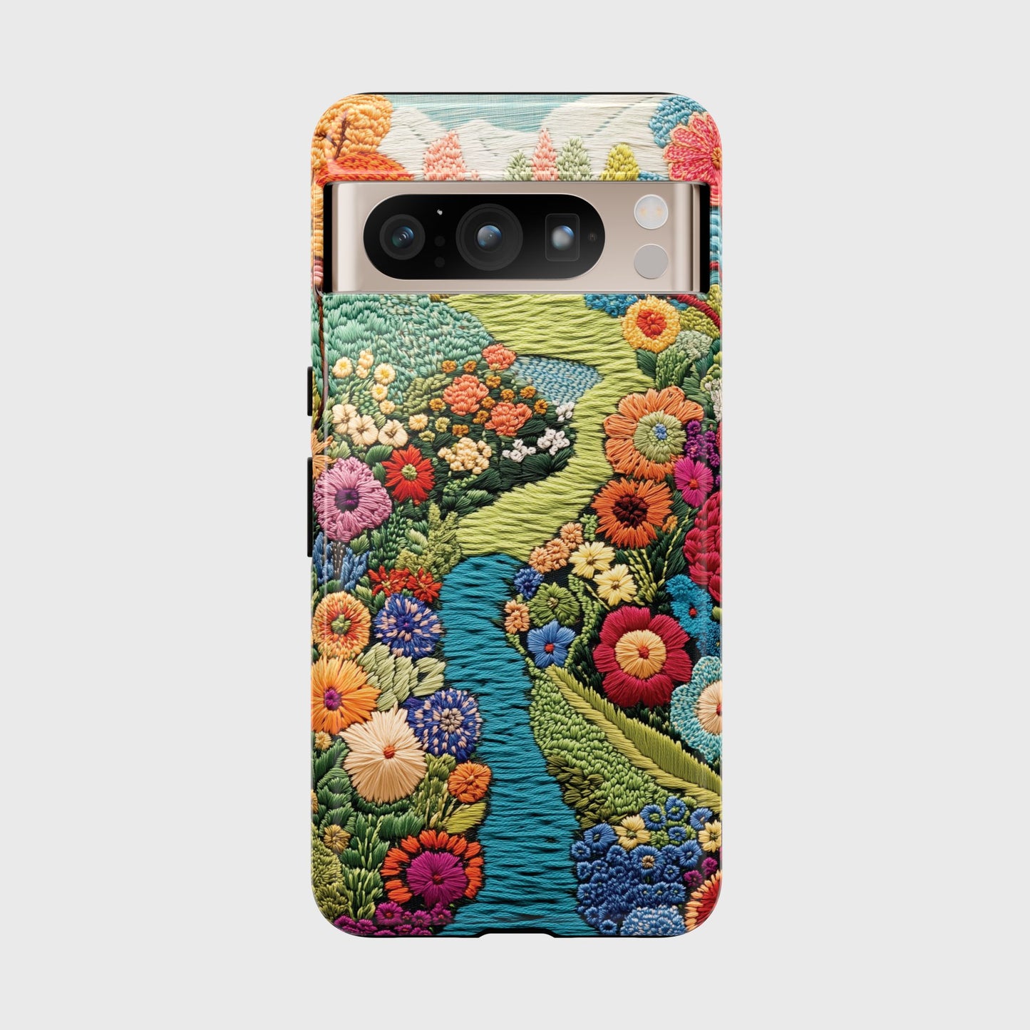 Colourful Garden Embroidery Art Design Phone Case for Google Pixel