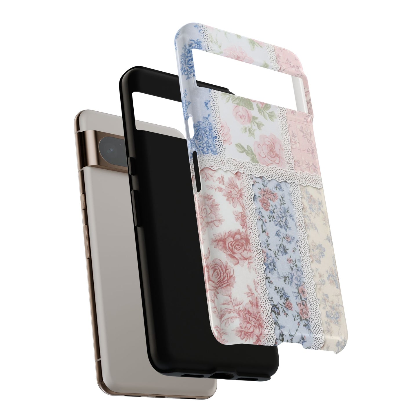 Coquette Lace Fabric Patchwork Design Phone Case for Google Pixel
