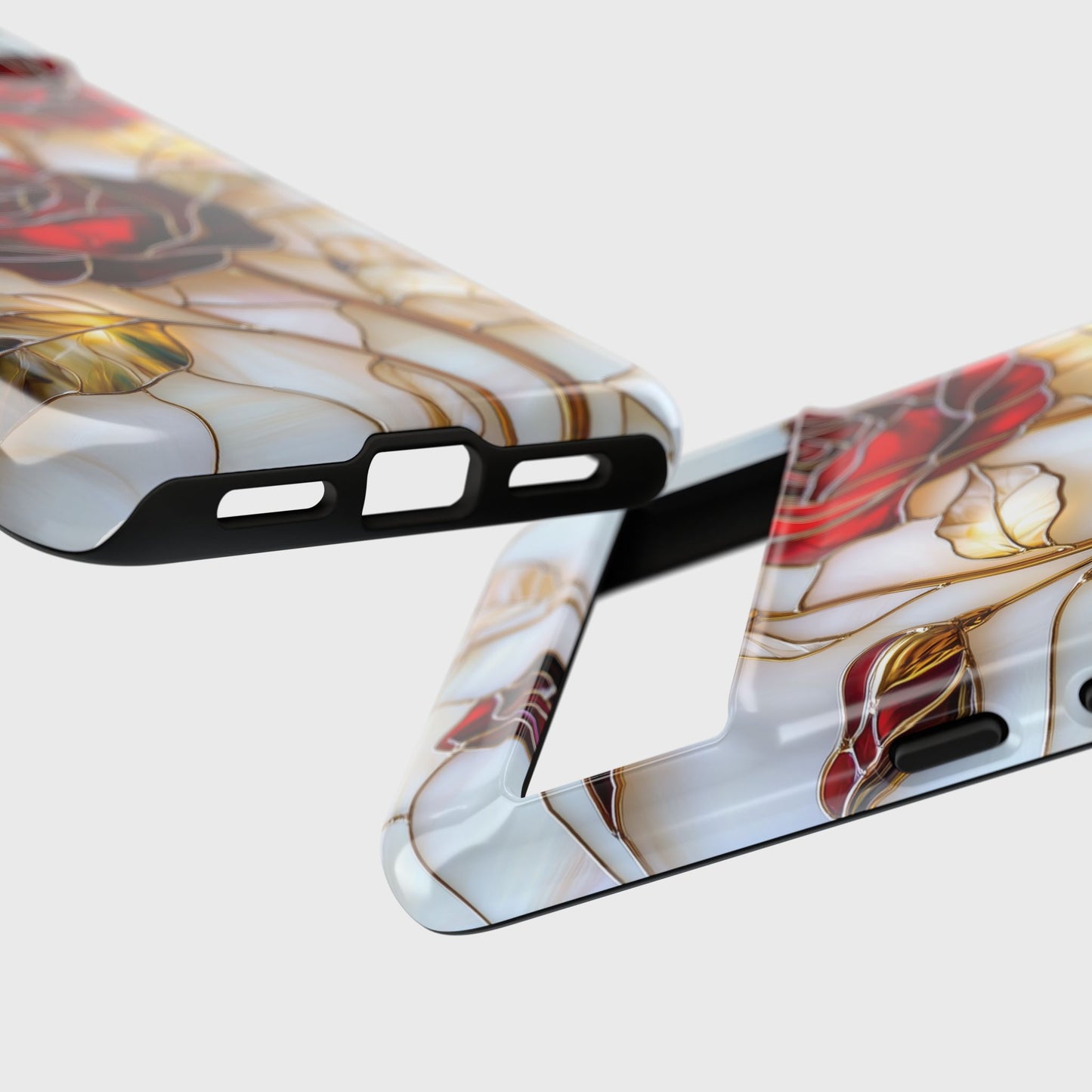 Luxury Red Rose Stained Glass Design Phone Case for Google Pixel