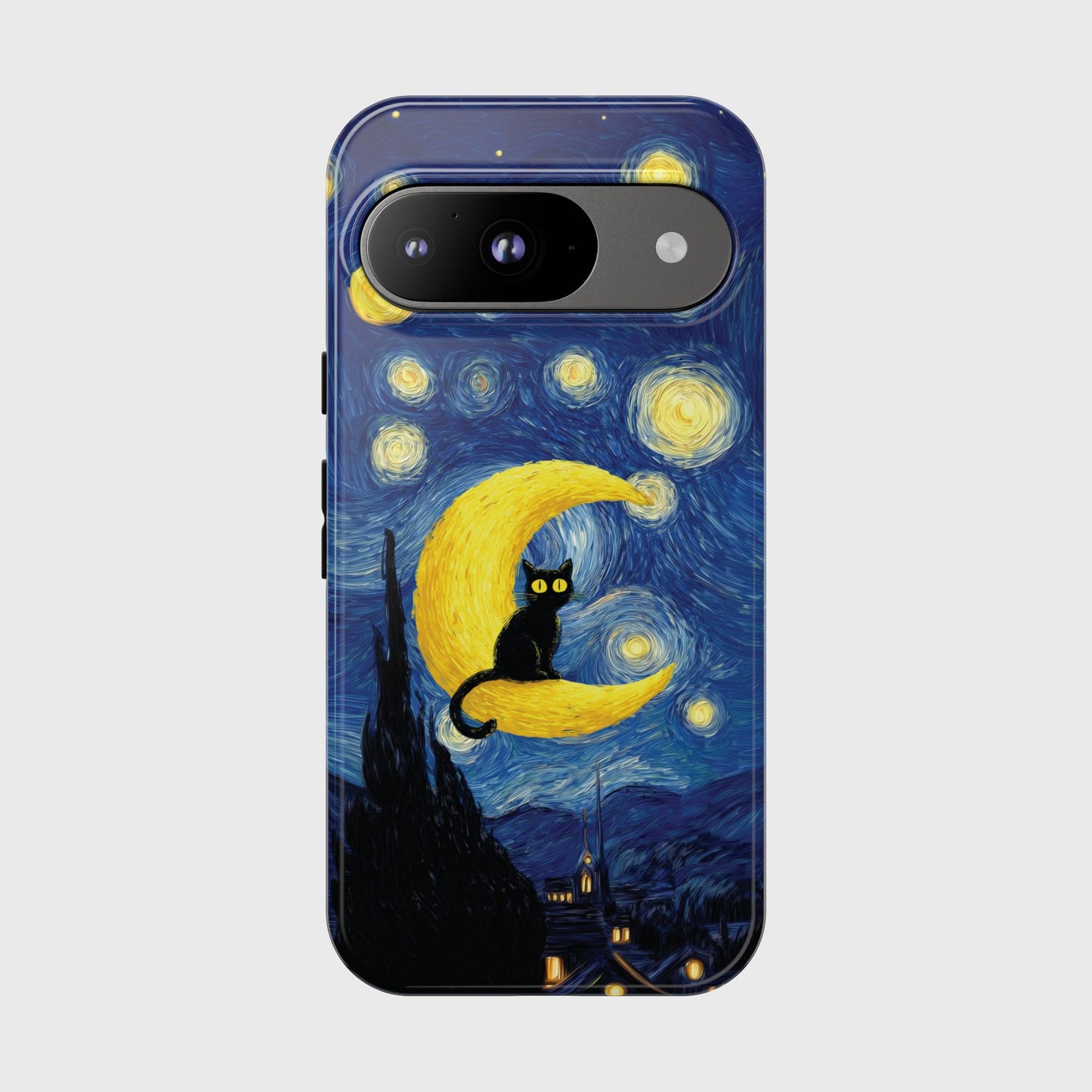 The Starry Night Feline – Fine Art Parody Design Phone Case for Google Pixel