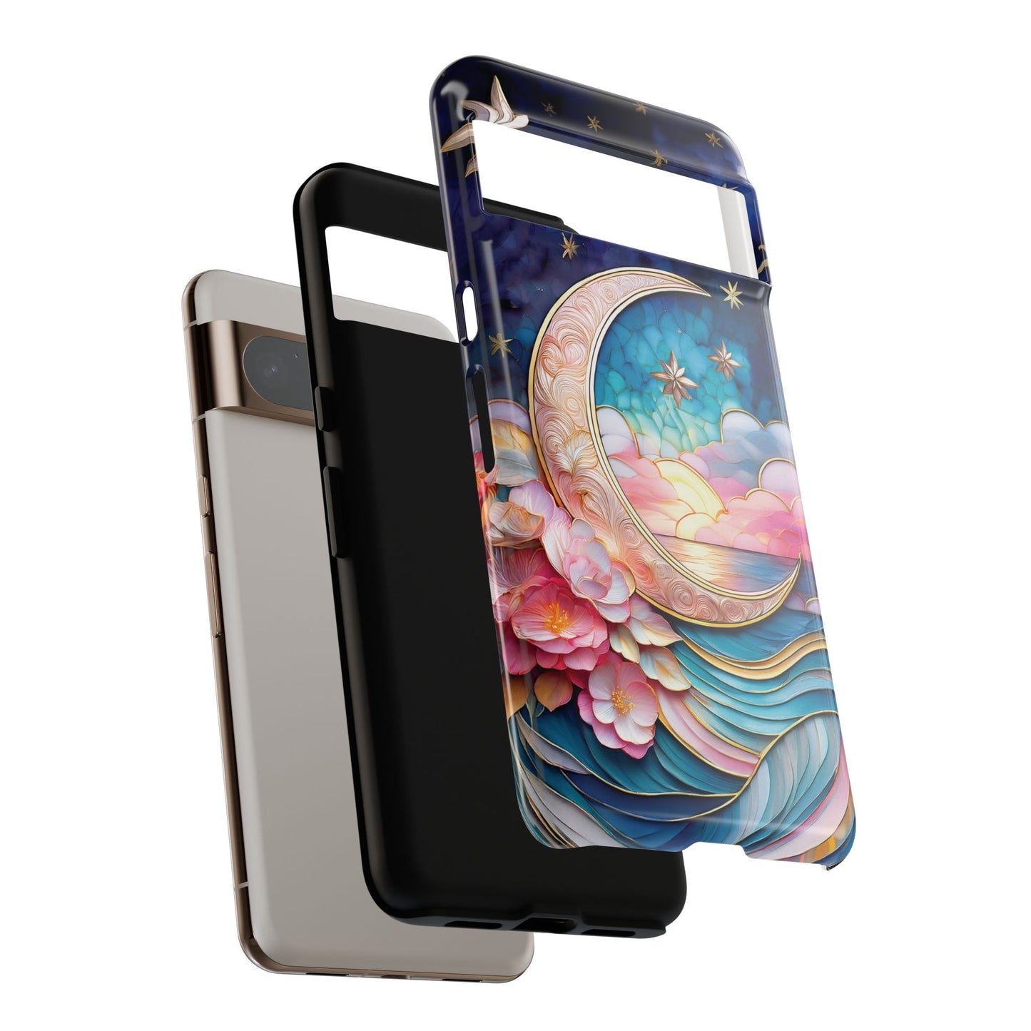 Crescent Moon Stained Glass Design Phone Case for Google Pixel