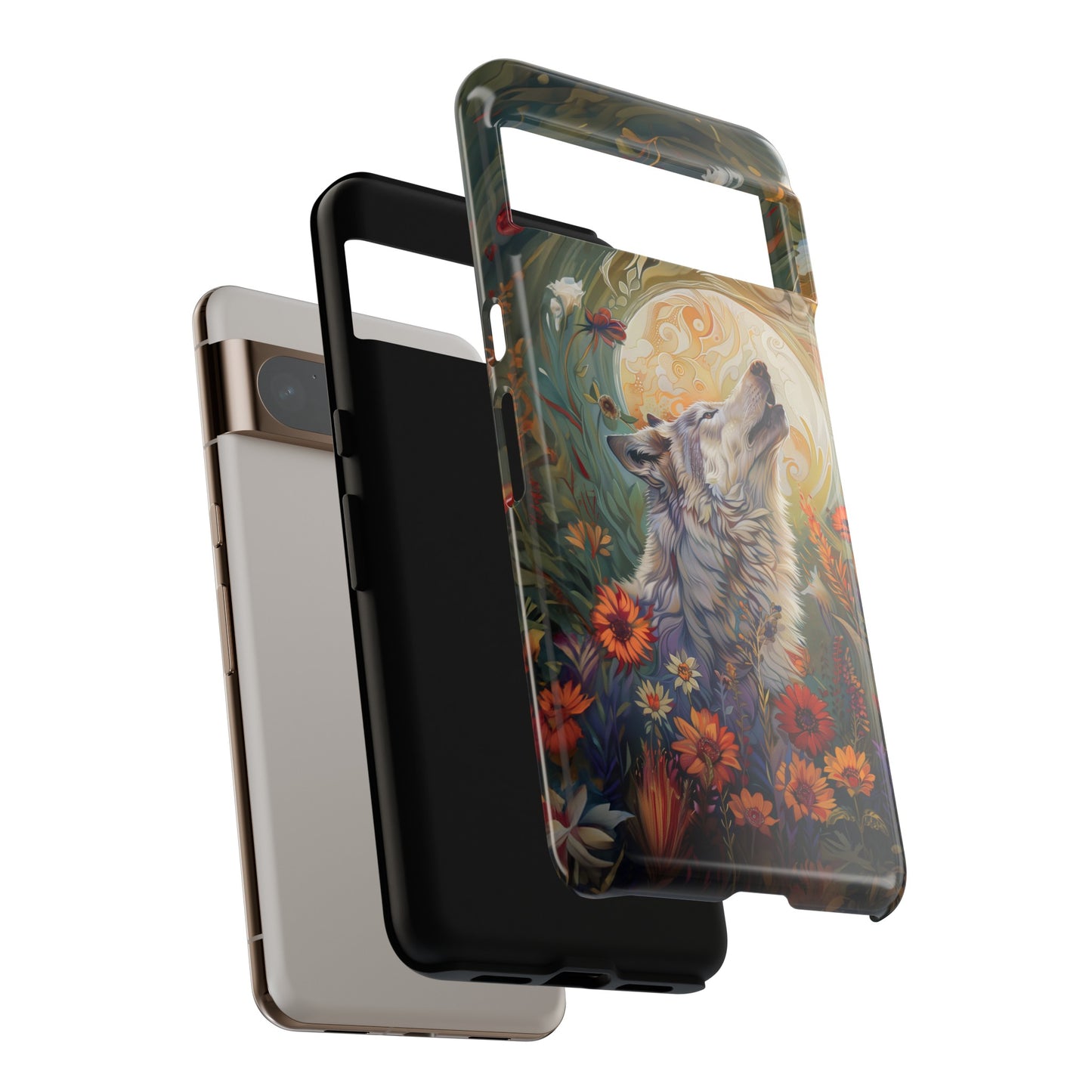 Ethereal Garden Howling Wolf Design Google Pixel Phone Case