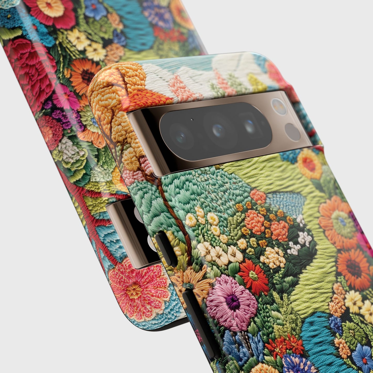 Colourful Garden Embroidery Art Design Phone Case for Google Pixel